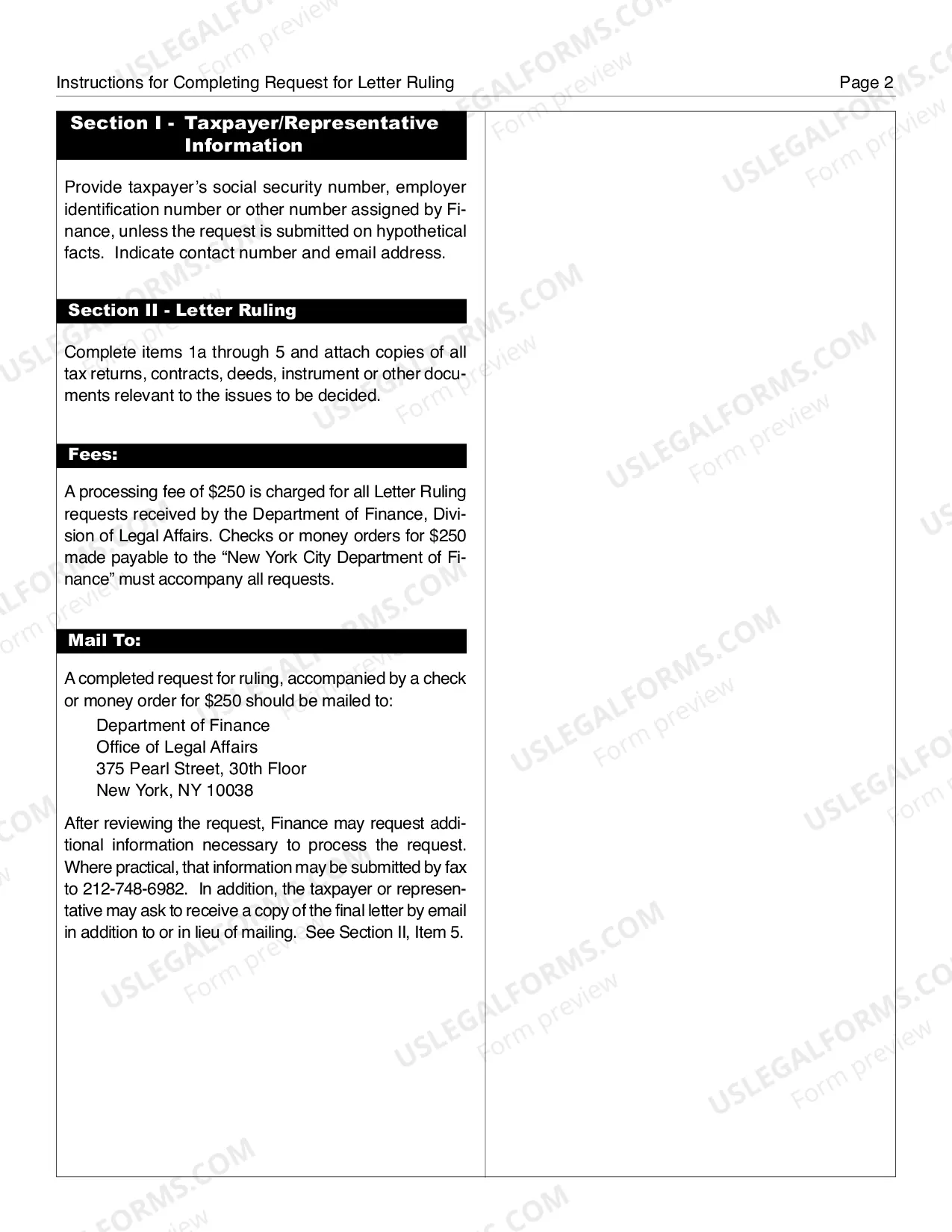 Preview Letter Ruling Request Form