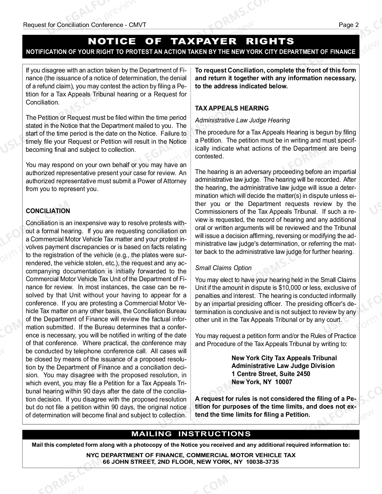 Preview Conciliation Conference (CMVT) Request
