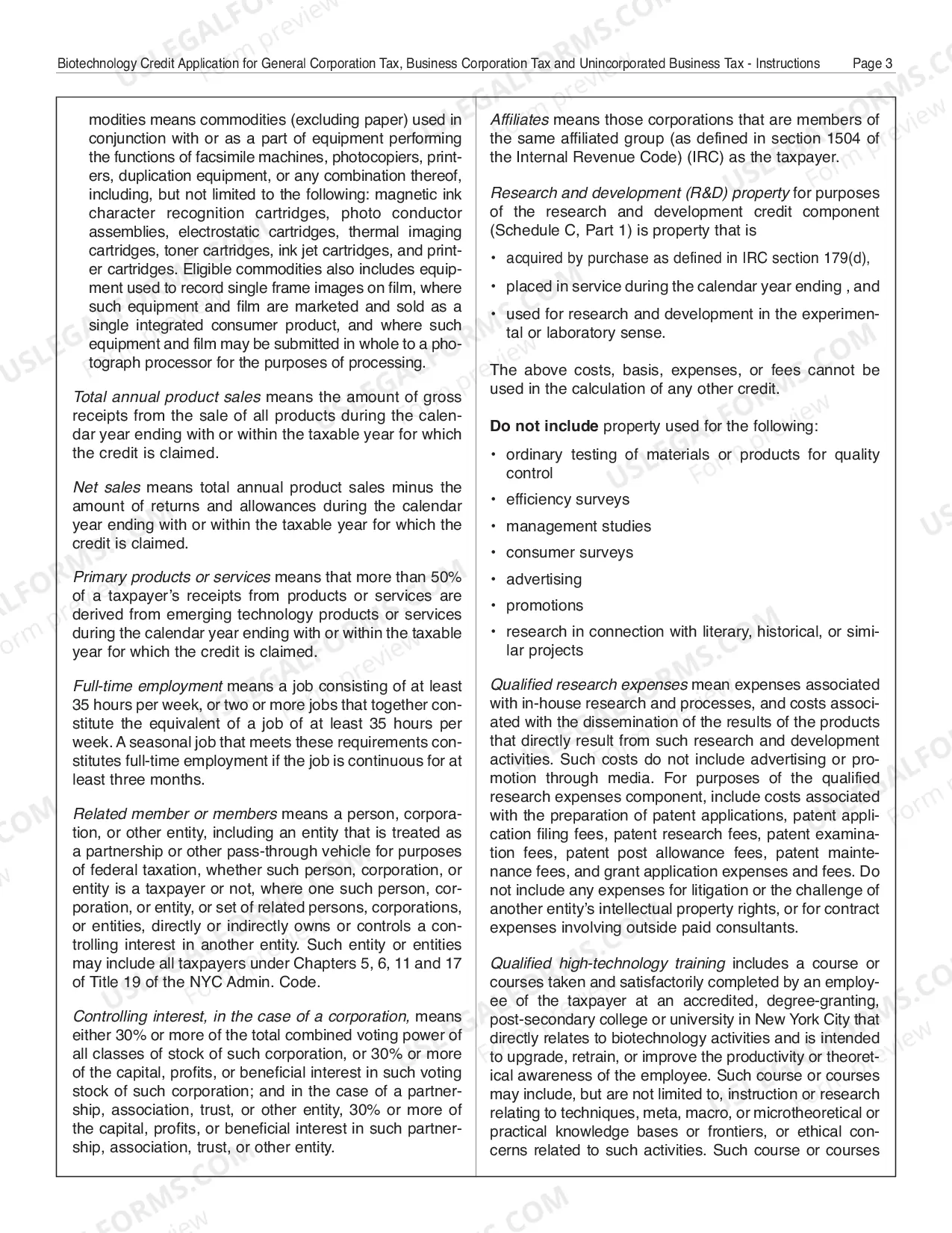 Preview Biotechnology Tax Credit Application