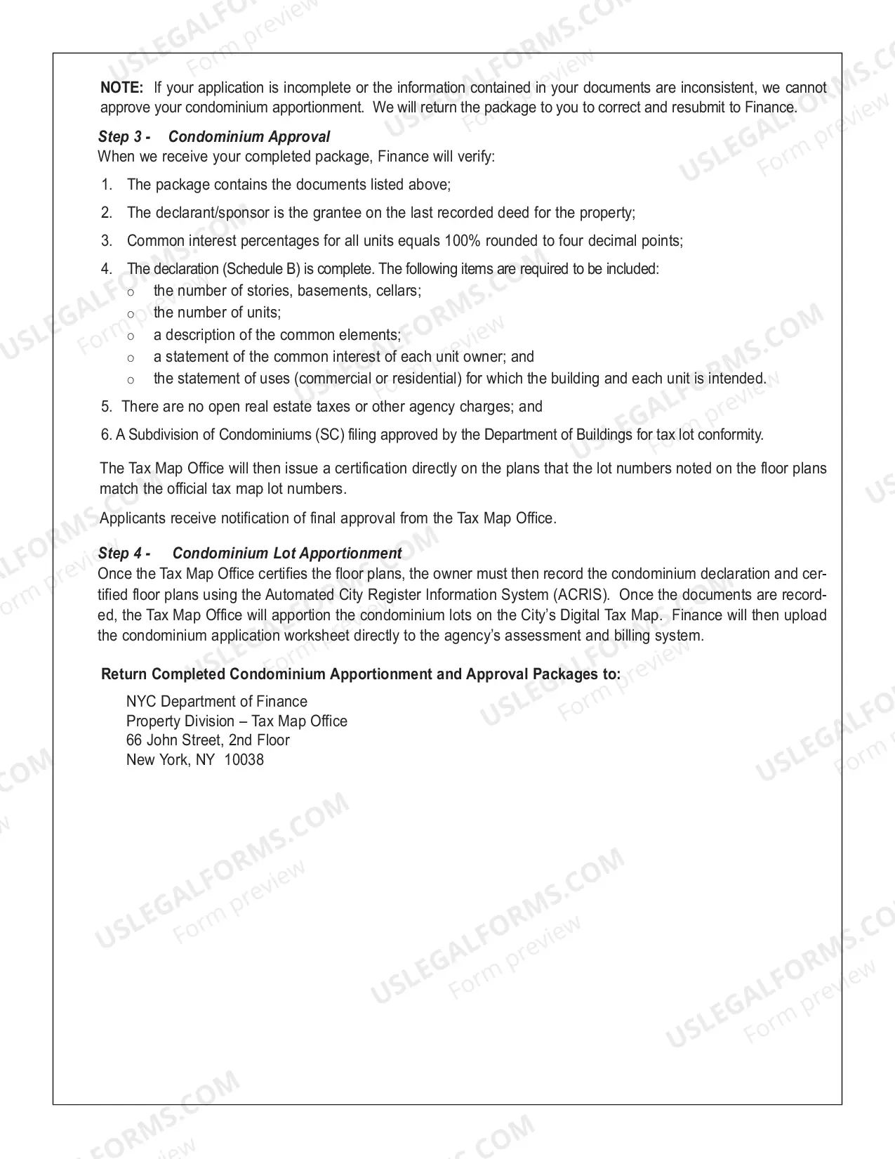 Preview Condominium Apportionment and Approval Process