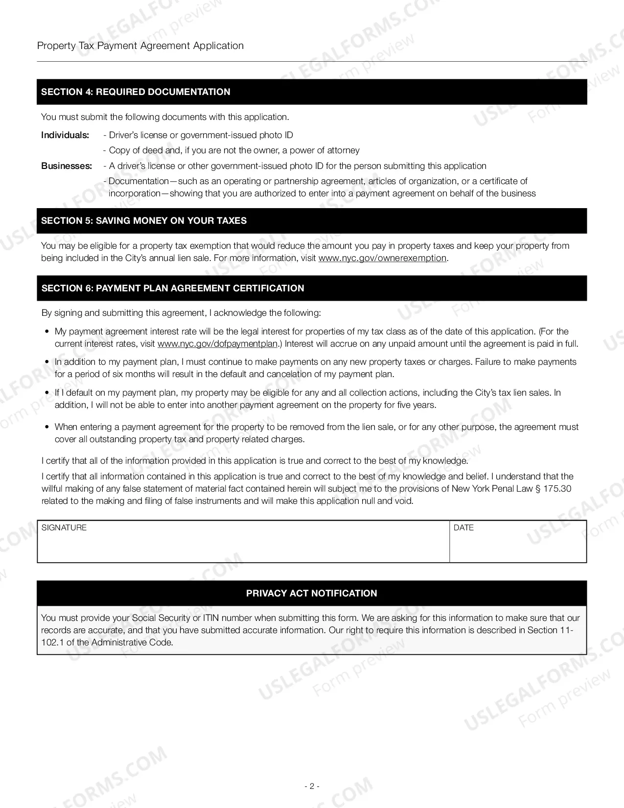Preview Property Tax Payment Agreement Request