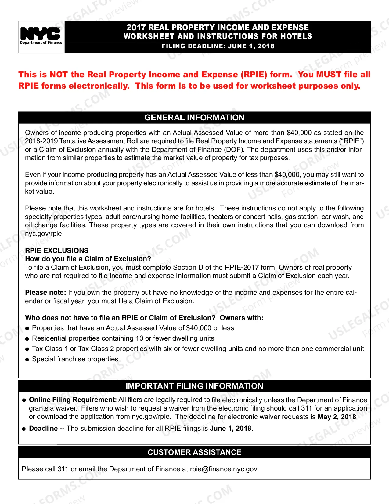 Preview RPIE-2017 Worksheet and Instructions for Hotels