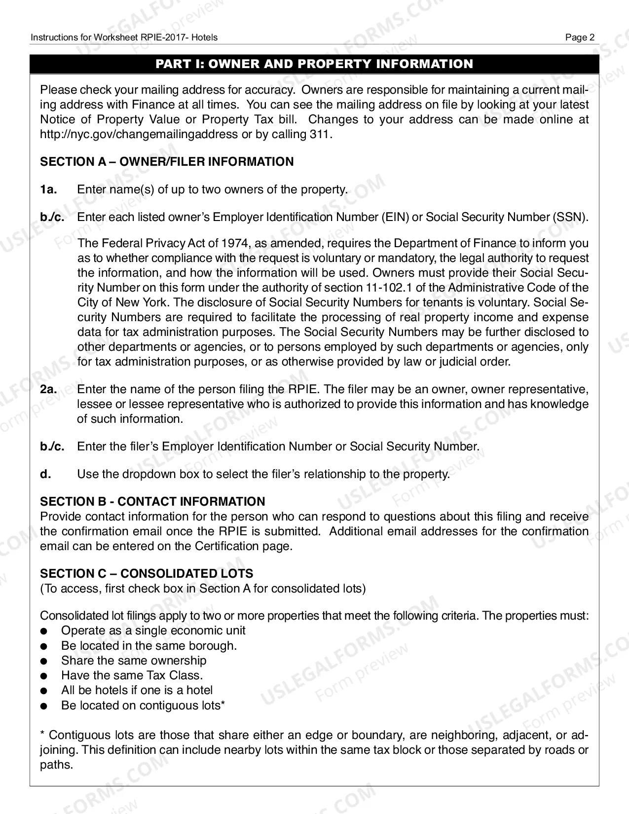 Preview RPIE-2017 Worksheet and Instructions for Hotels