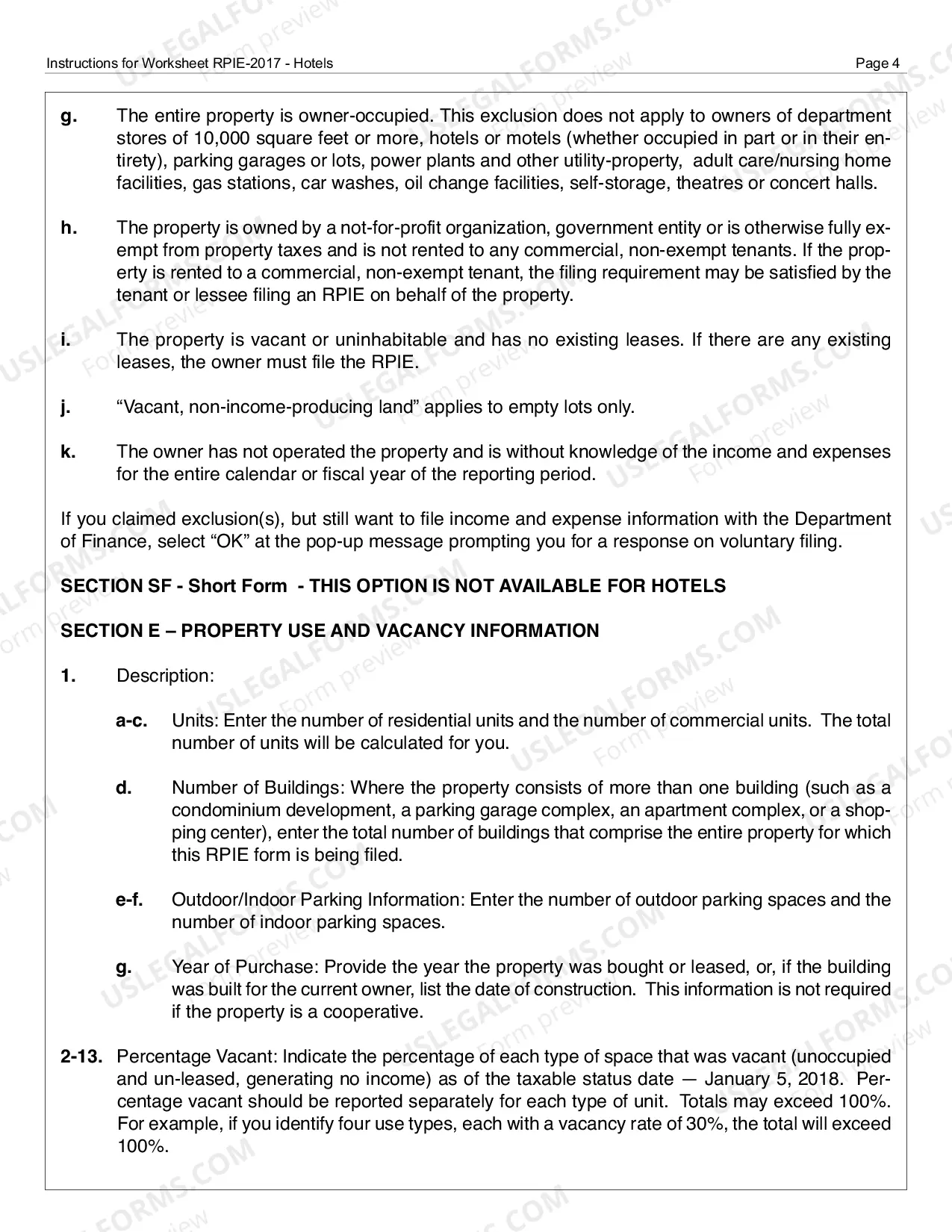Preview RPIE-2017 Worksheet and Instructions for Hotels