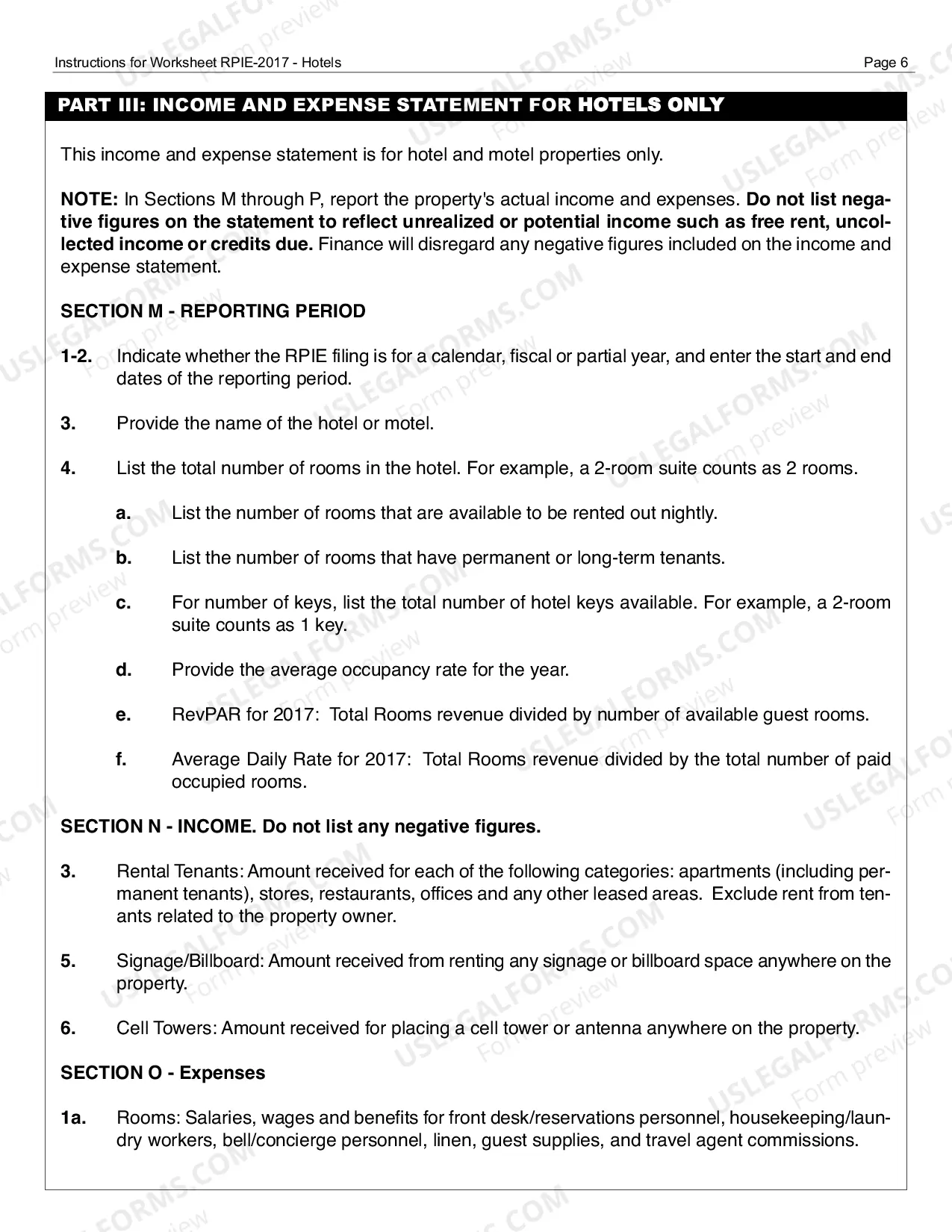 Preview RPIE-2017 Worksheet and Instructions for Hotels