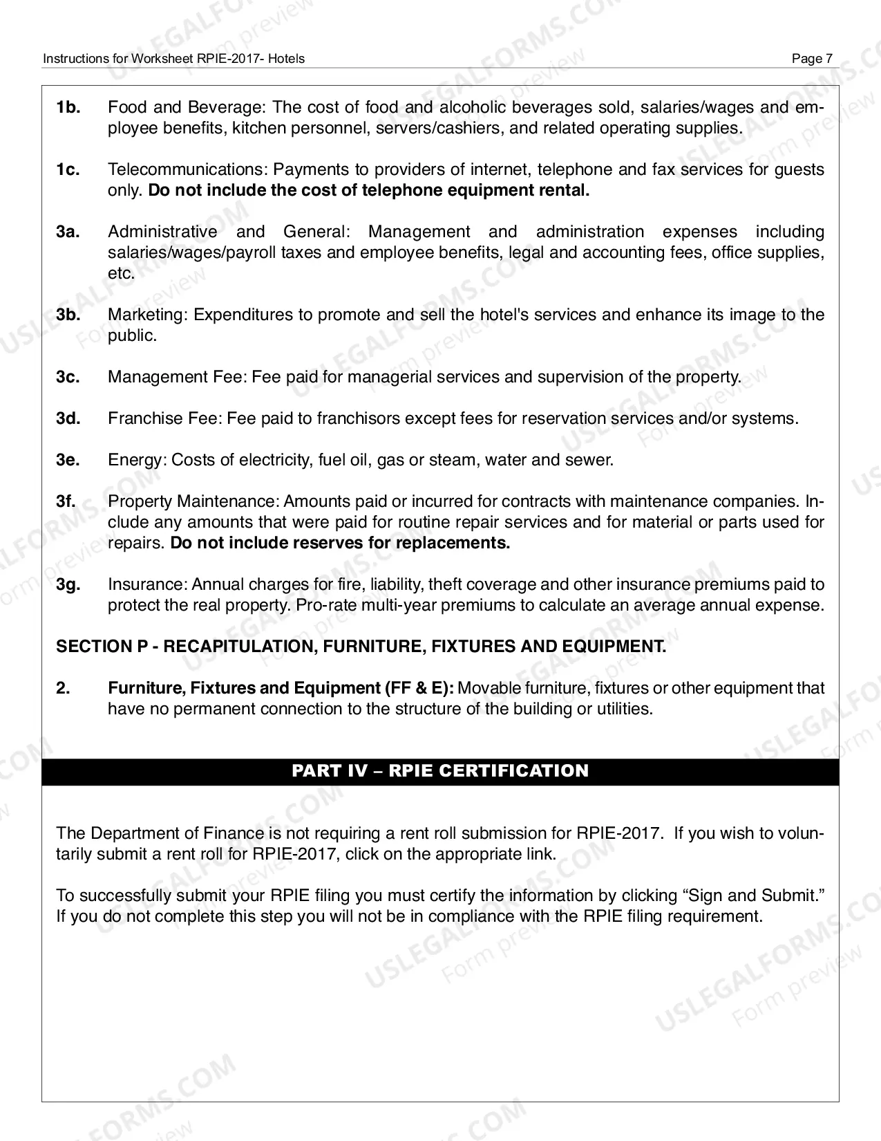 Preview RPIE-2017 Worksheet and Instructions for Hotels