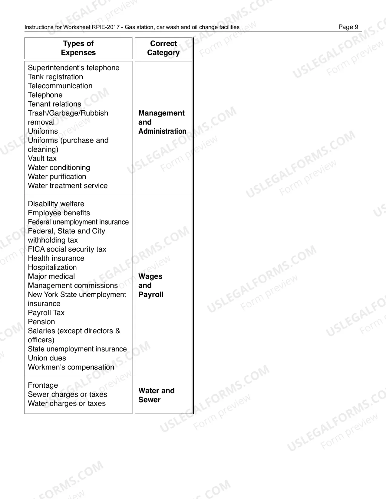 Preview RPIE-2017 Worksheet and Instructions for Gas Station/Car Wash/Oil Change Facilities