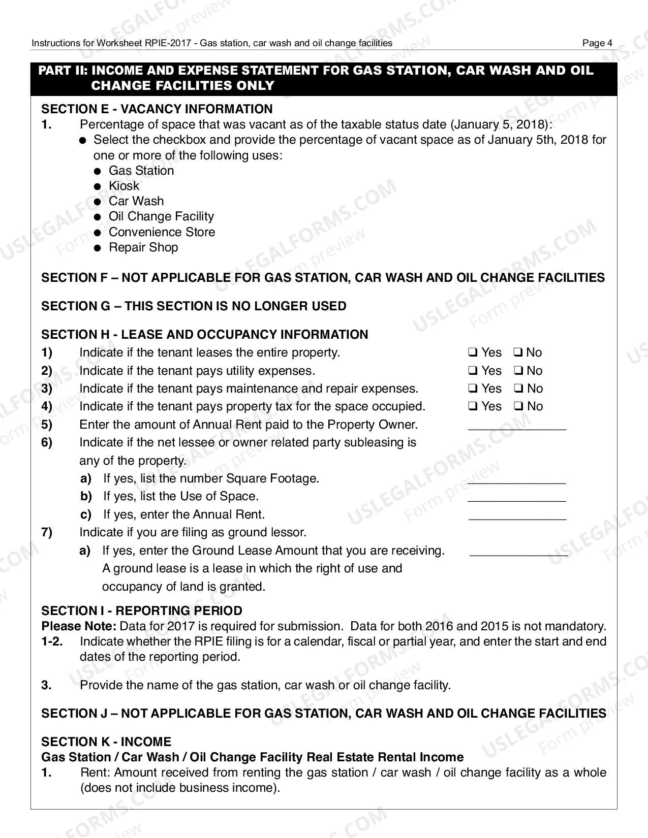 Preview RPIE-2017 Worksheet and Instructions for Gas Station/Car Wash/Oil Change Facilities