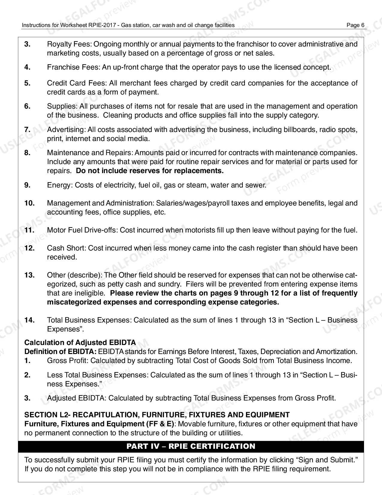 Preview RPIE-2017 Worksheet and Instructions for Gas Station/Car Wash/Oil Change Facilities