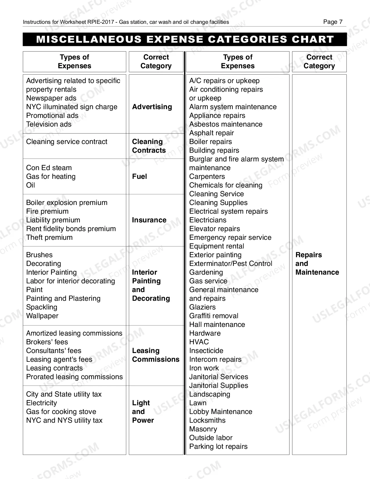 Preview RPIE-2017 Worksheet and Instructions for Gas Station/Car Wash/Oil Change Facilities