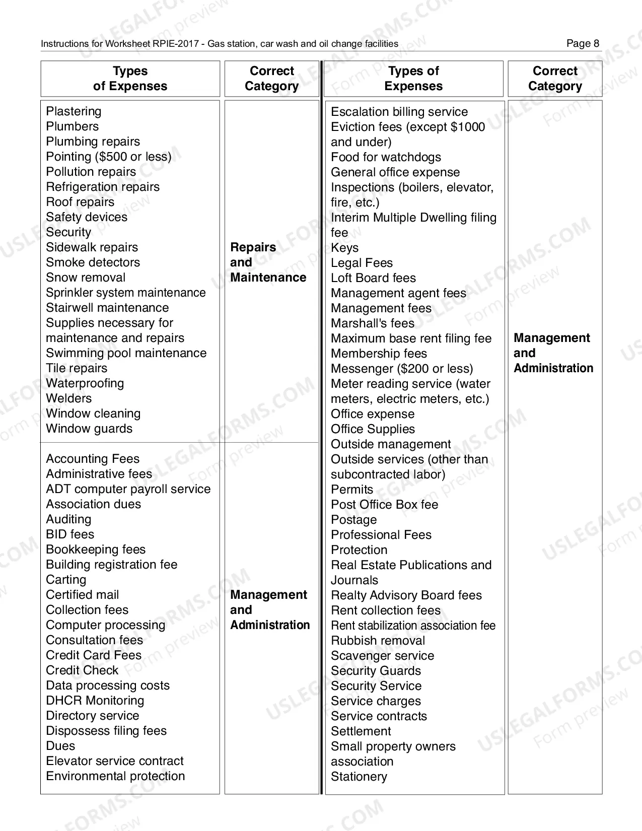 Preview RPIE-2017 Worksheet and Instructions for Gas Station/Car Wash/Oil Change Facilities