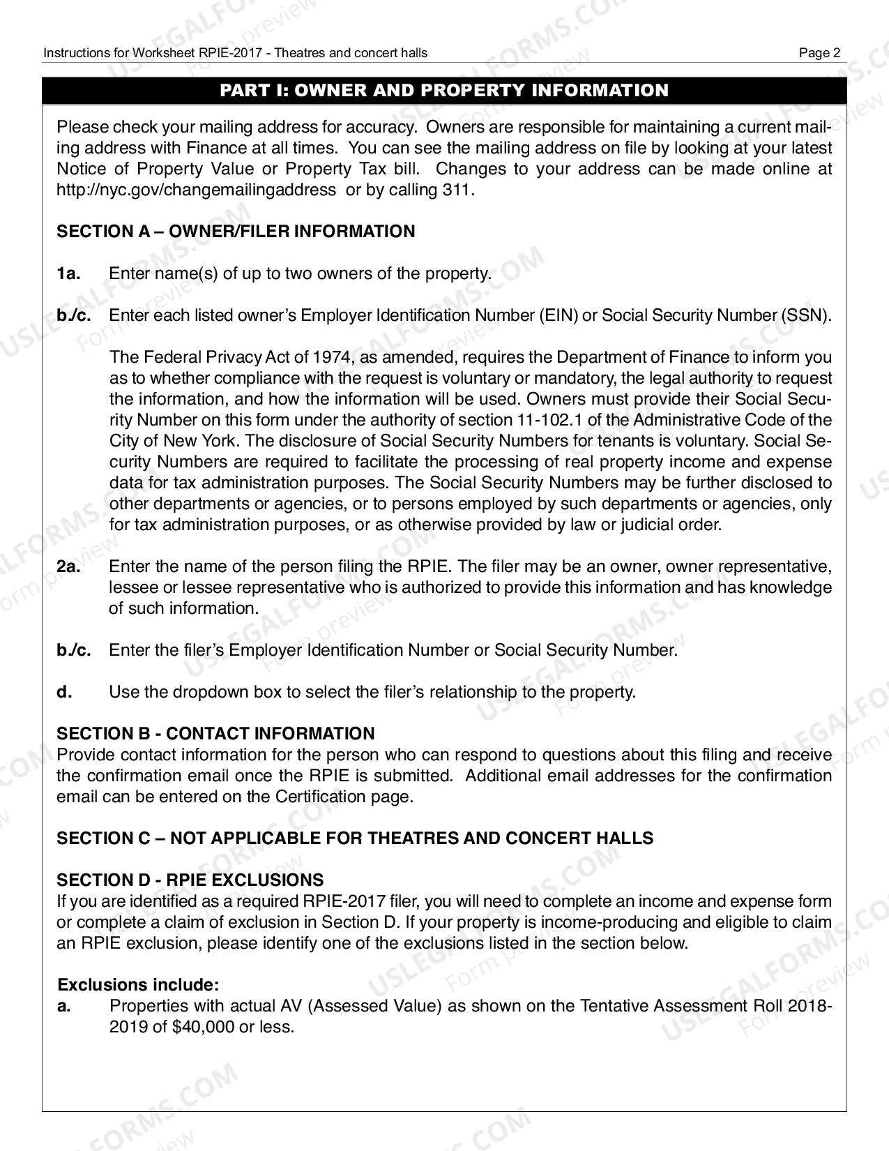 Preview RPIE-2017 Worksheet and Instructions for Theatres/Concert Halls