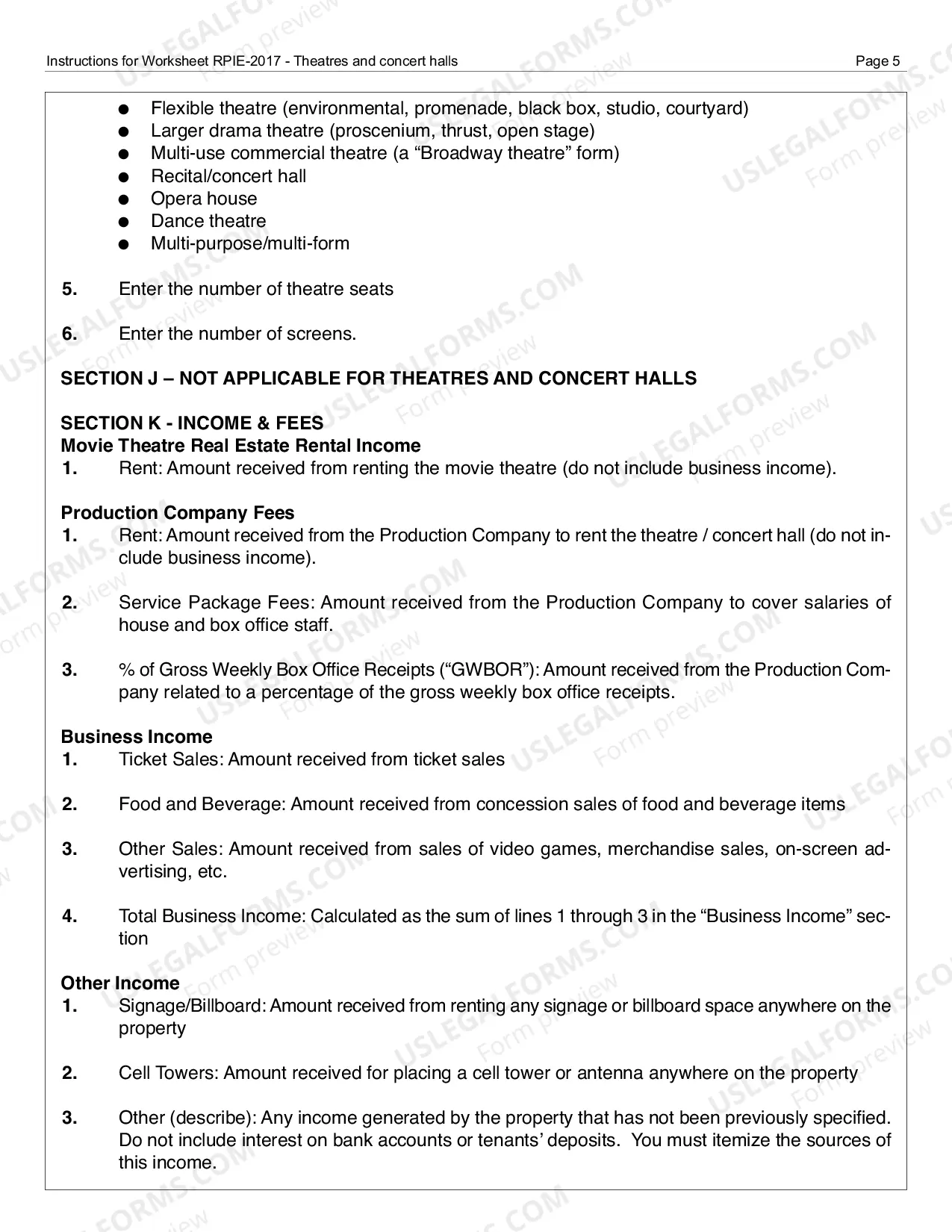 Preview RPIE-2017 Worksheet and Instructions for Theatres/Concert Halls