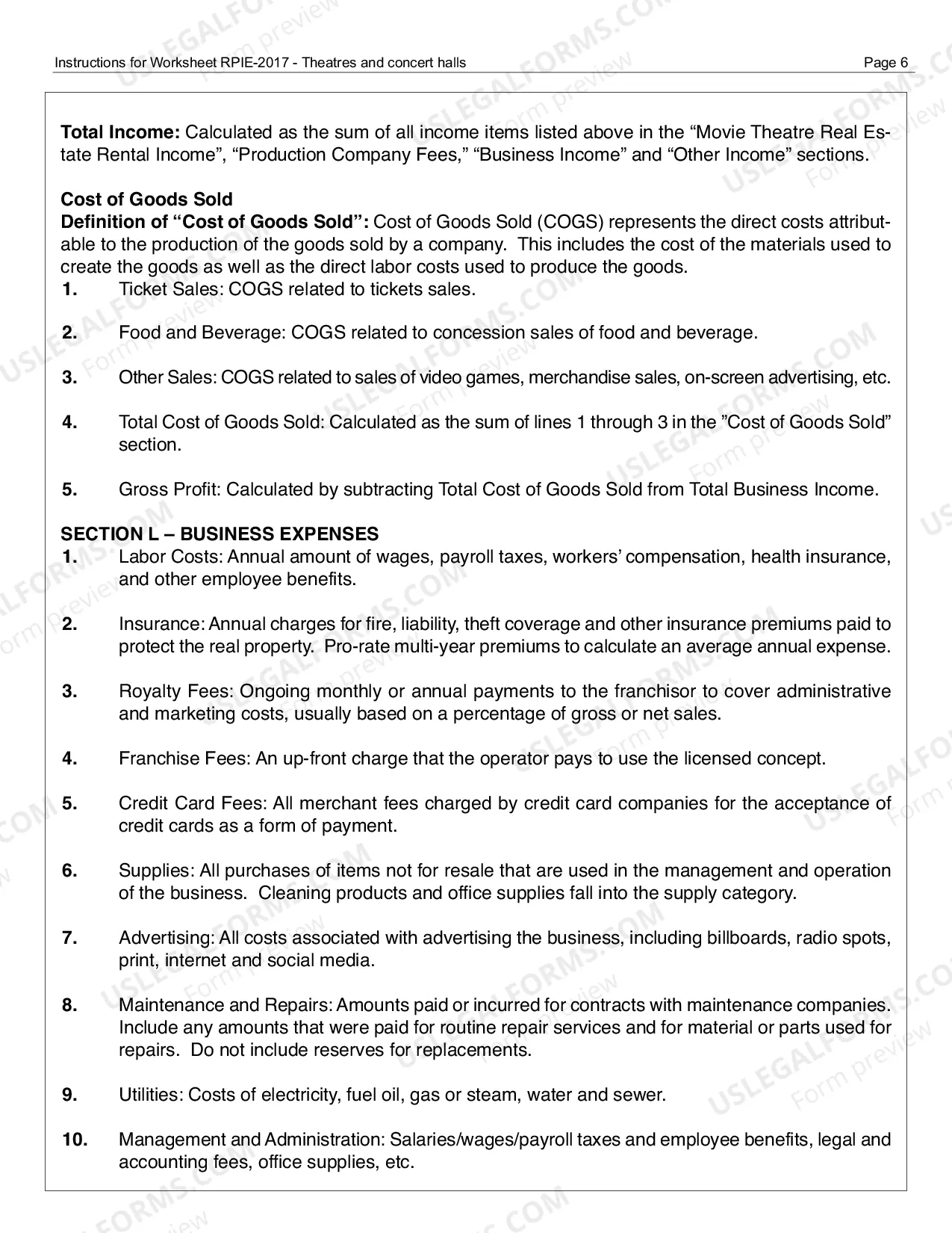 Preview RPIE-2017 Worksheet and Instructions for Theatres/Concert Halls