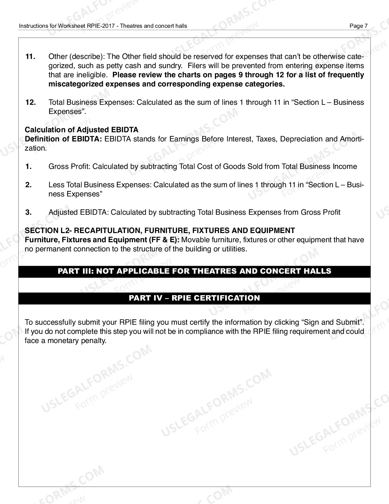 Preview RPIE-2017 Worksheet and Instructions for Theatres/Concert Halls