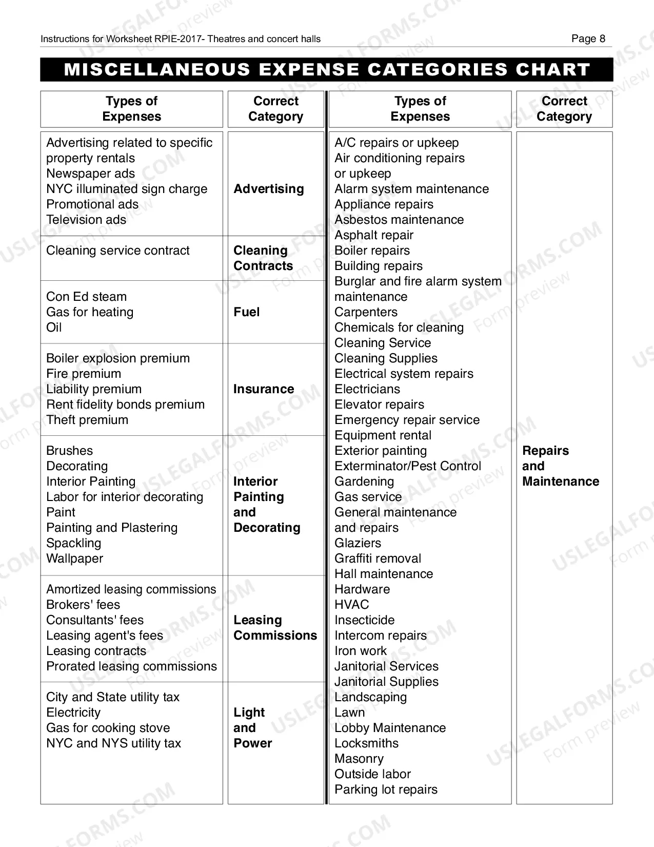Preview RPIE-2017 Worksheet and Instructions for Theatres/Concert Halls