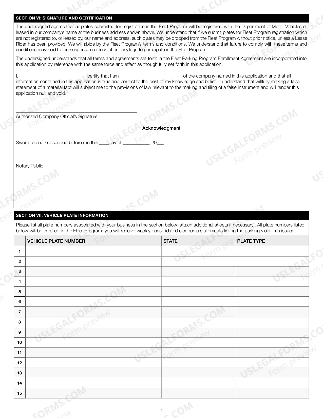 Preview Commercial Vehicle Initial Enrollment Application