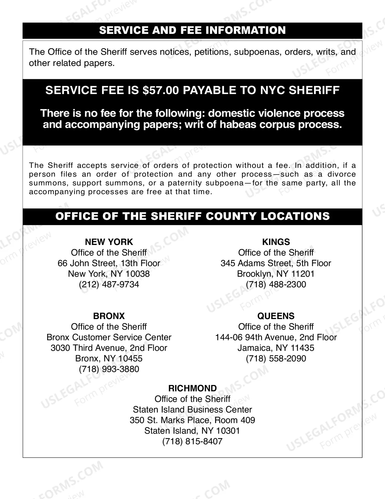 Preview Service of Process Intake Sheet