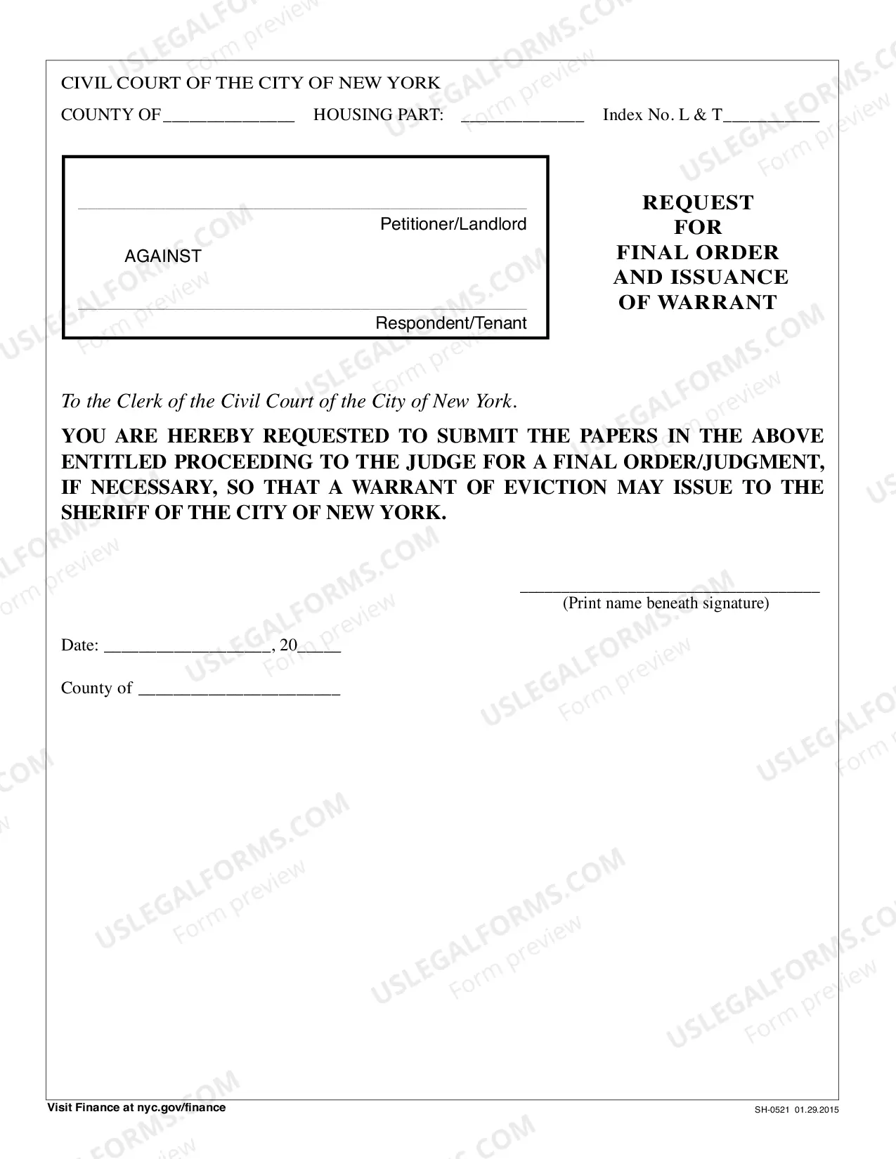 Preview Eviction Intake Sheet
