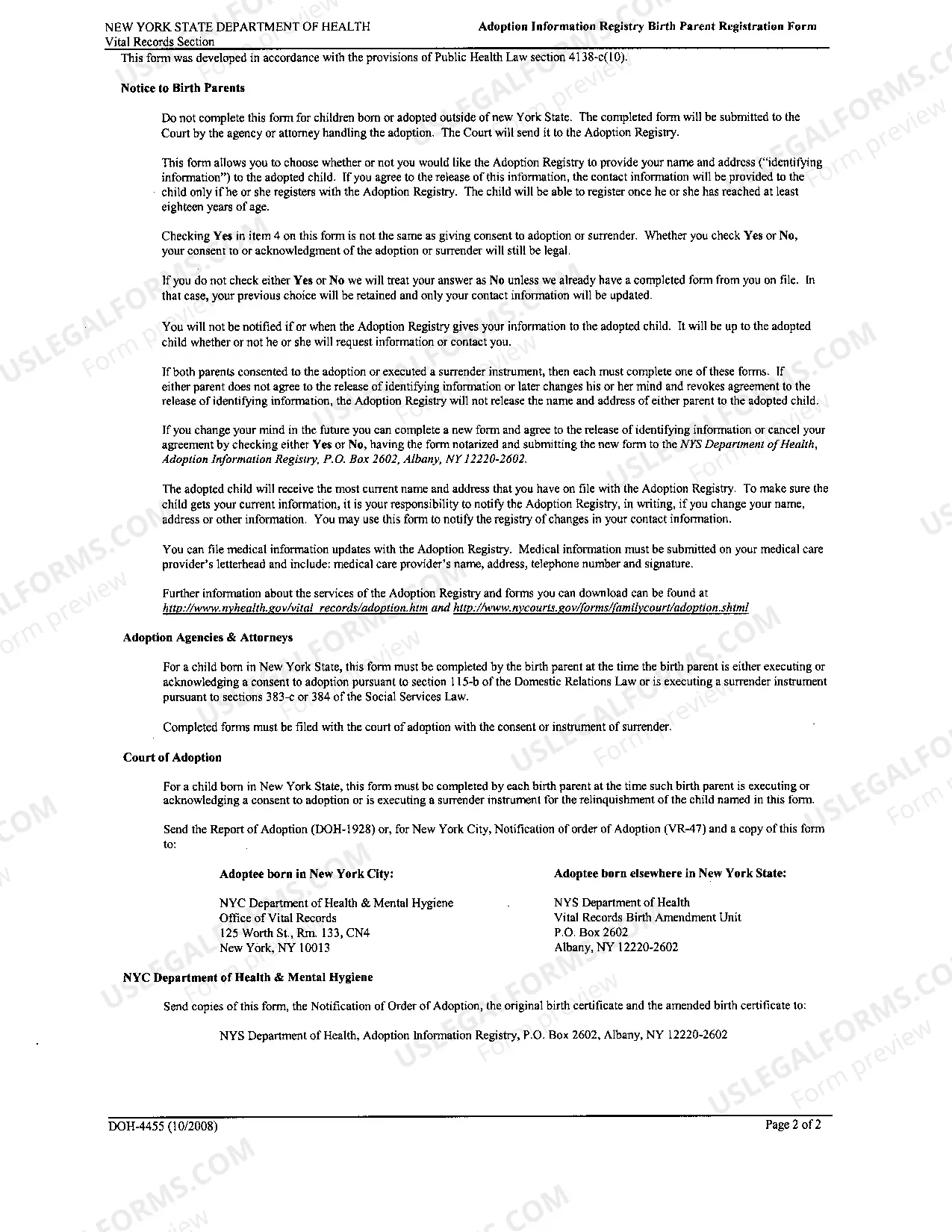 Preview Adoption Information Registry Birth Parent Registration Form