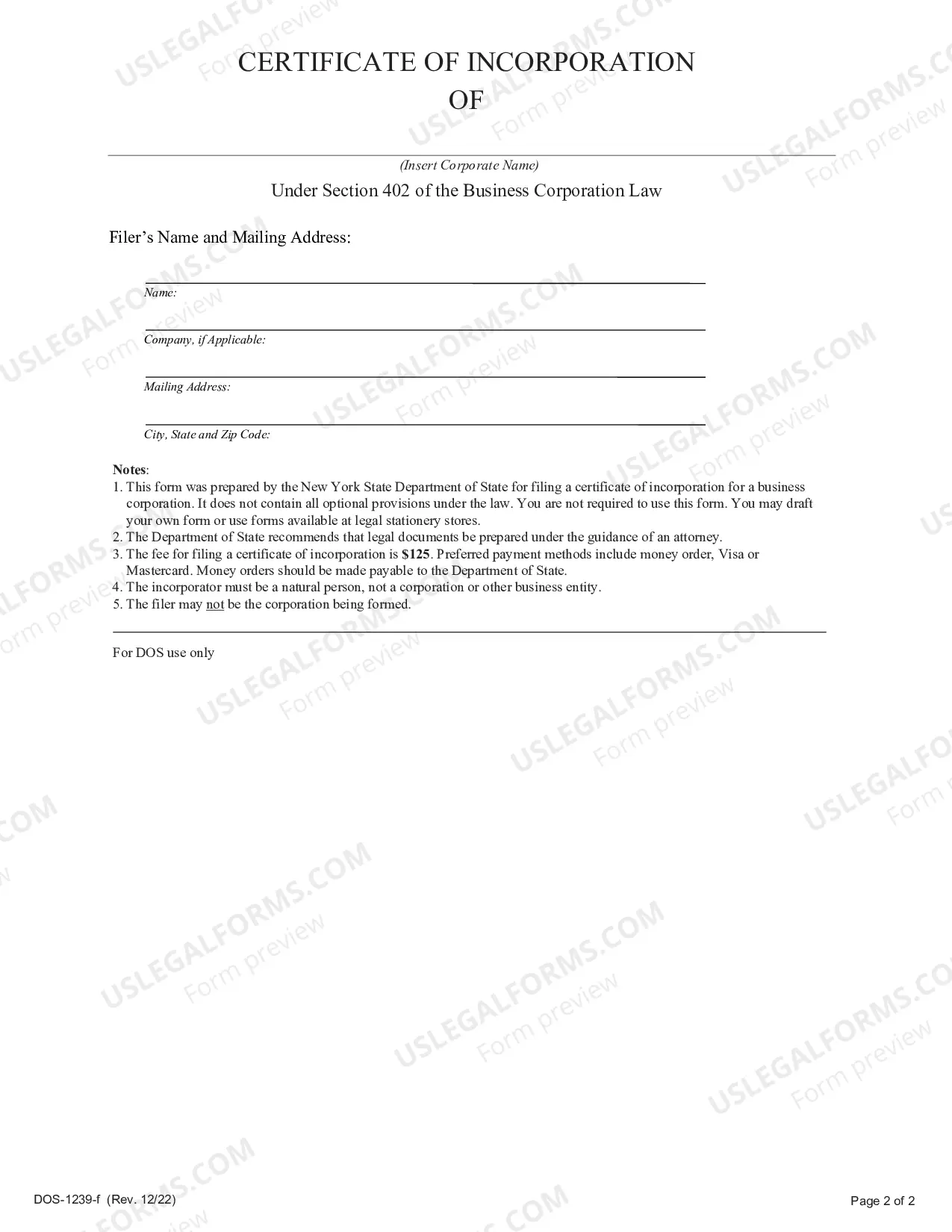 Preview Certificate of Incorporation