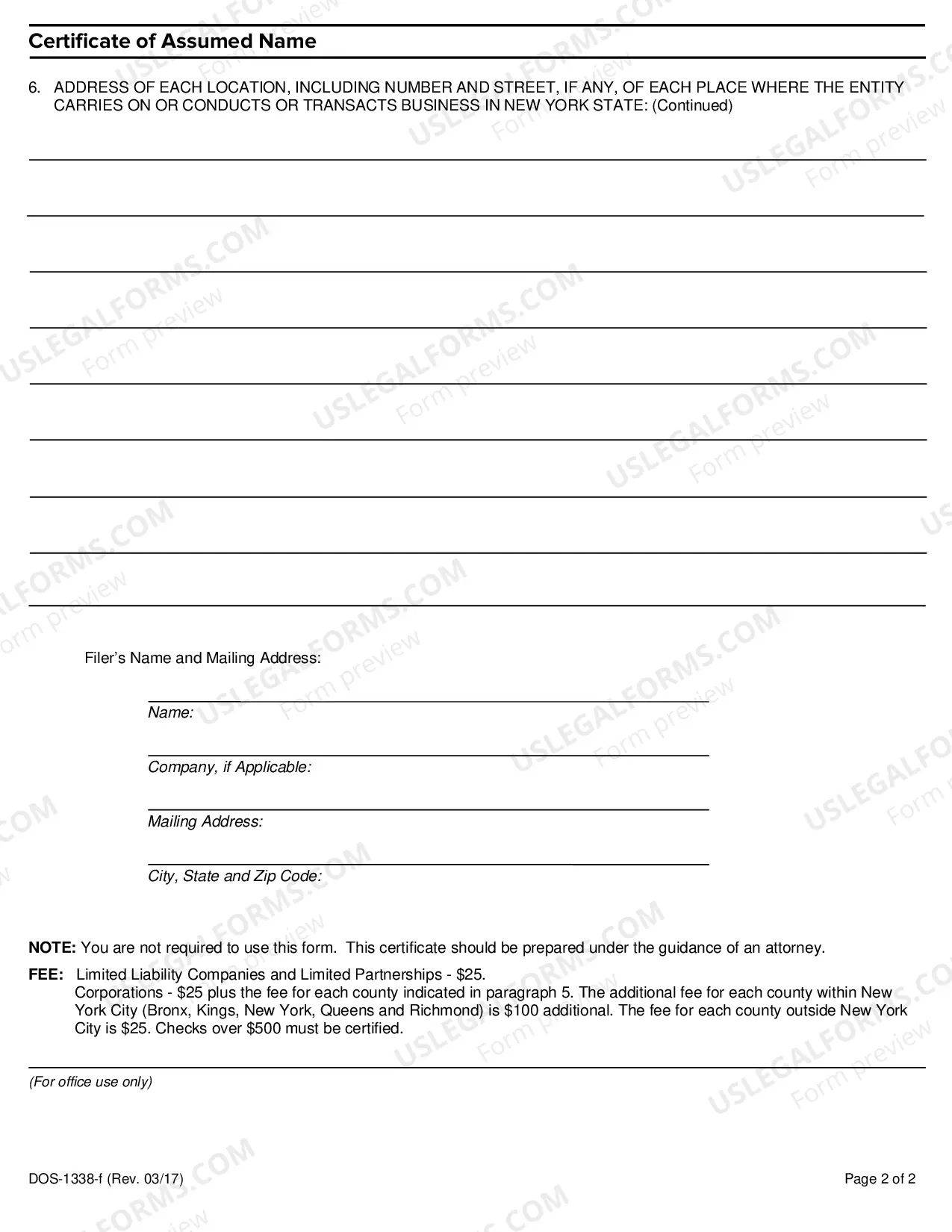 Preview Certificate of Assumed Name