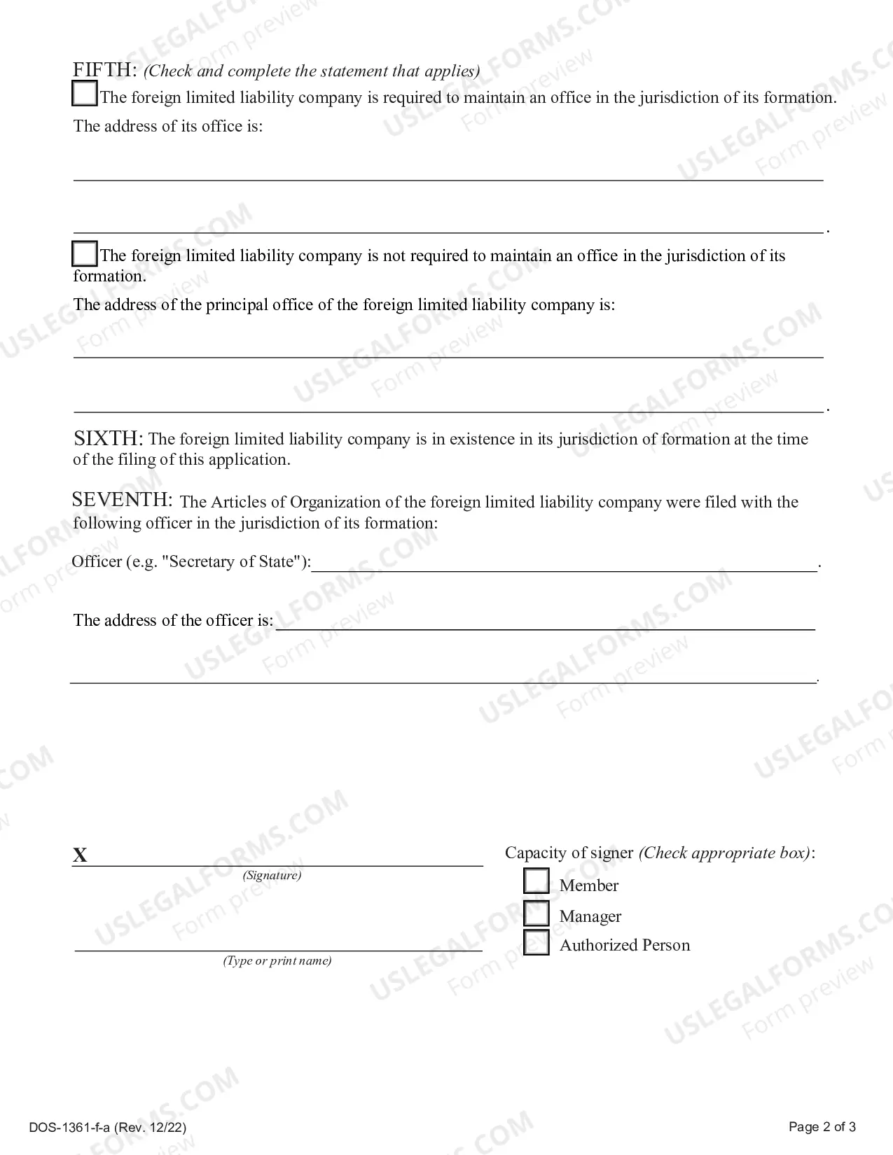 Preview Application For Authority (Foreign LLC)
