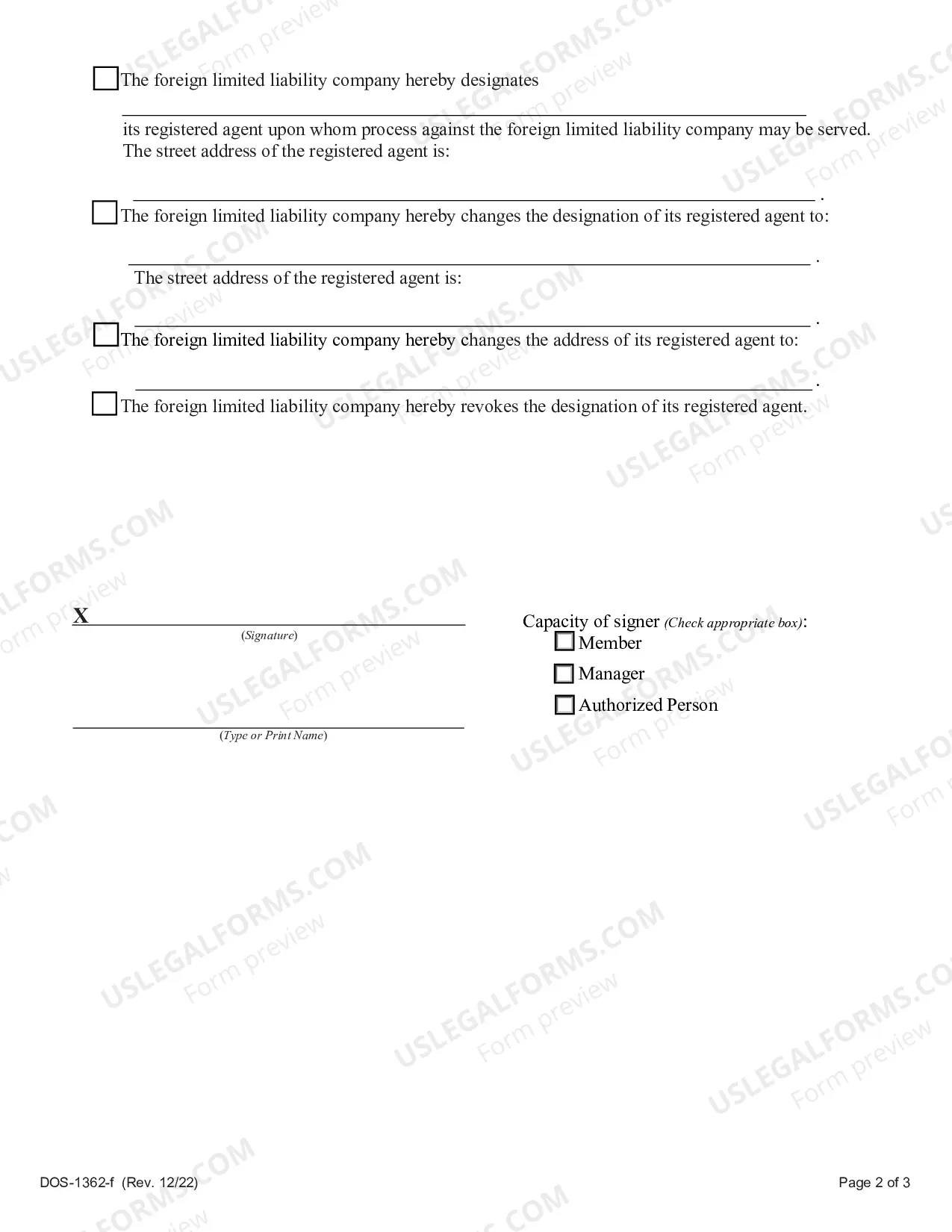 Preview Certificate of Change (Foreign LLC)