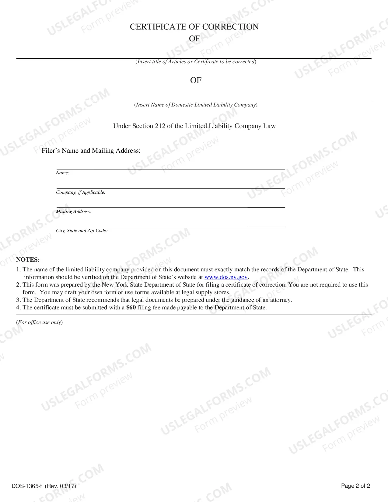 Preview Certificate of Correction