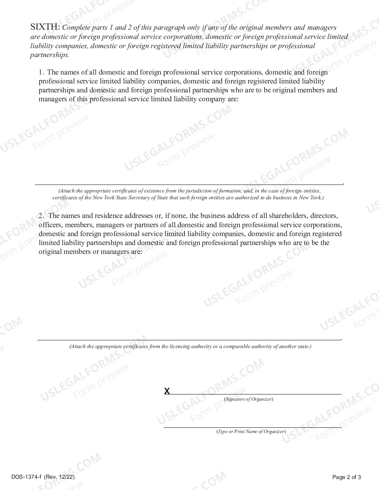 Preview Articles of Organization (Professional Service LLC)