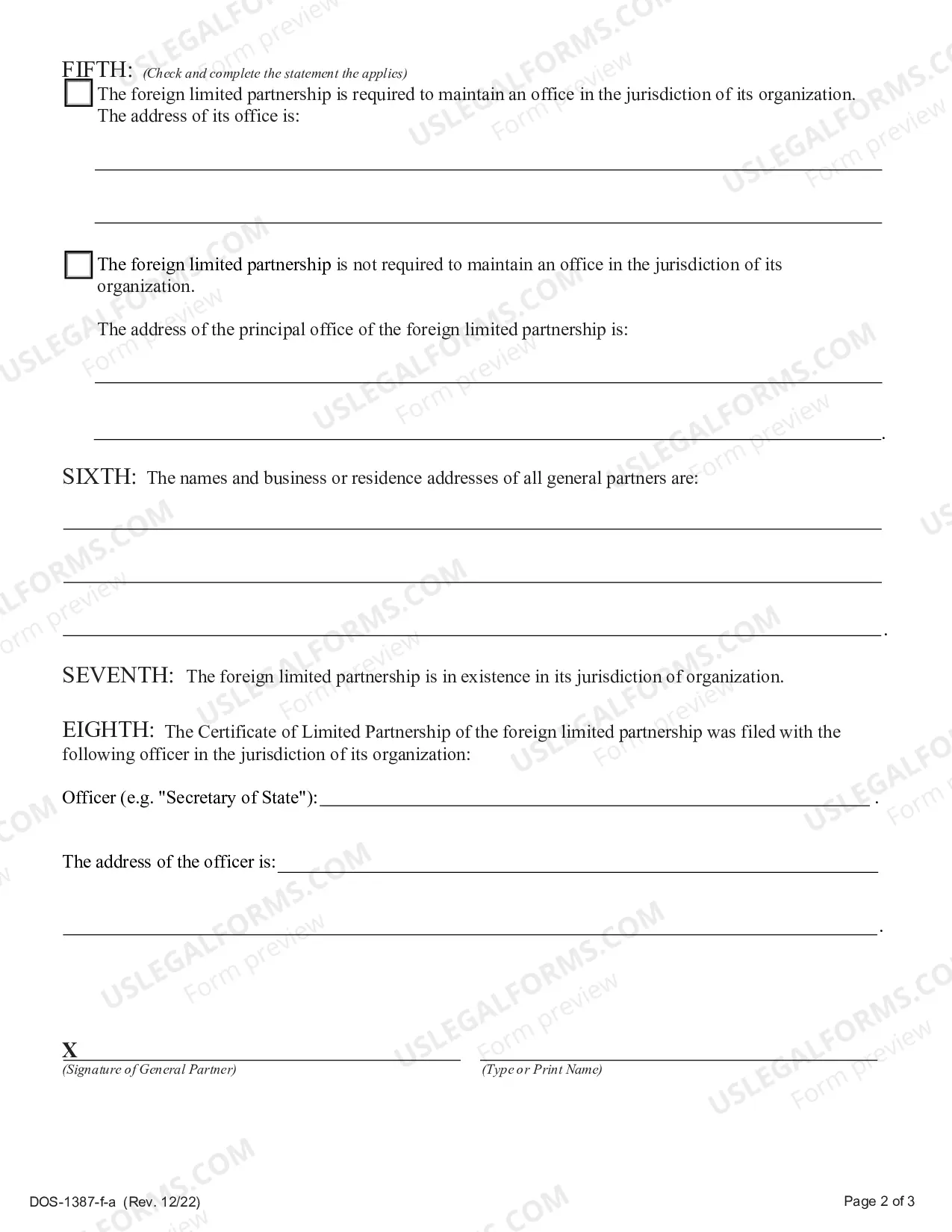 Preview Application For Authority (Foreign LP)