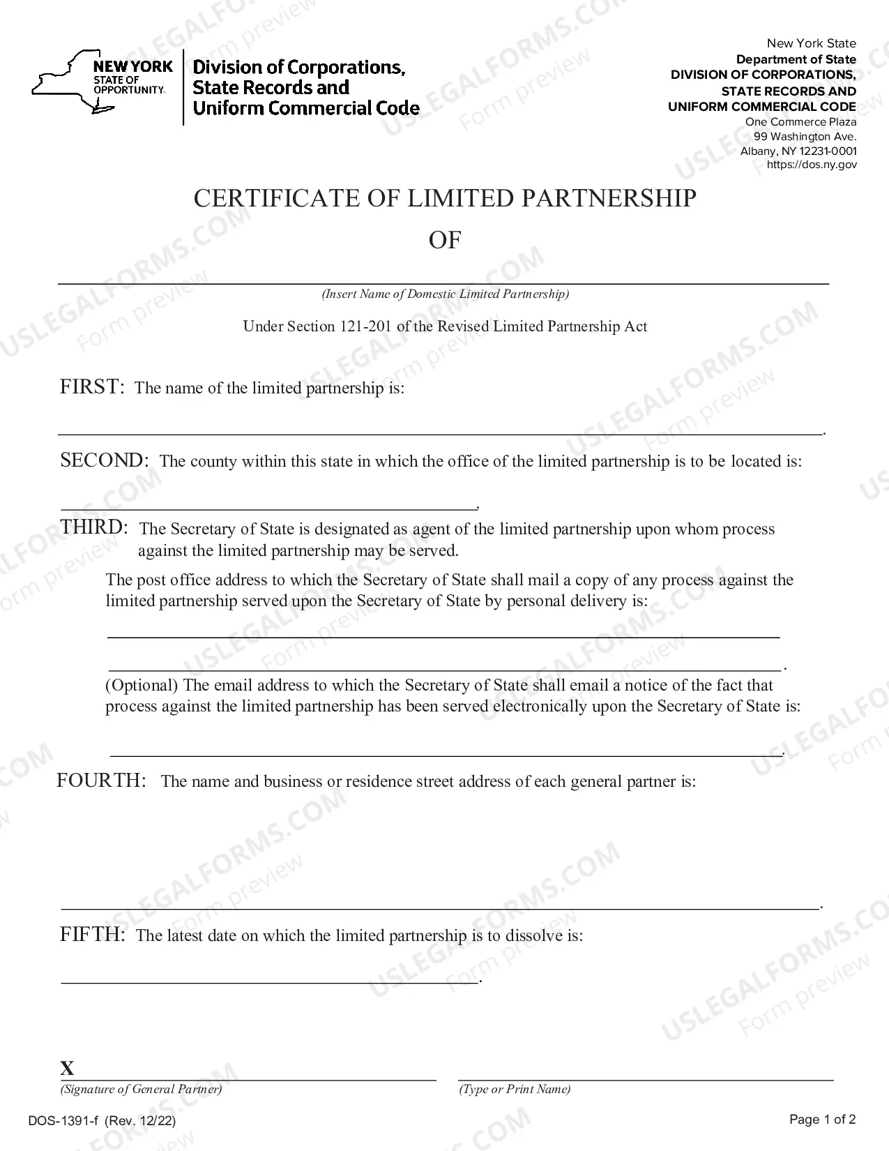 Preview Certificate of Limited Partnership