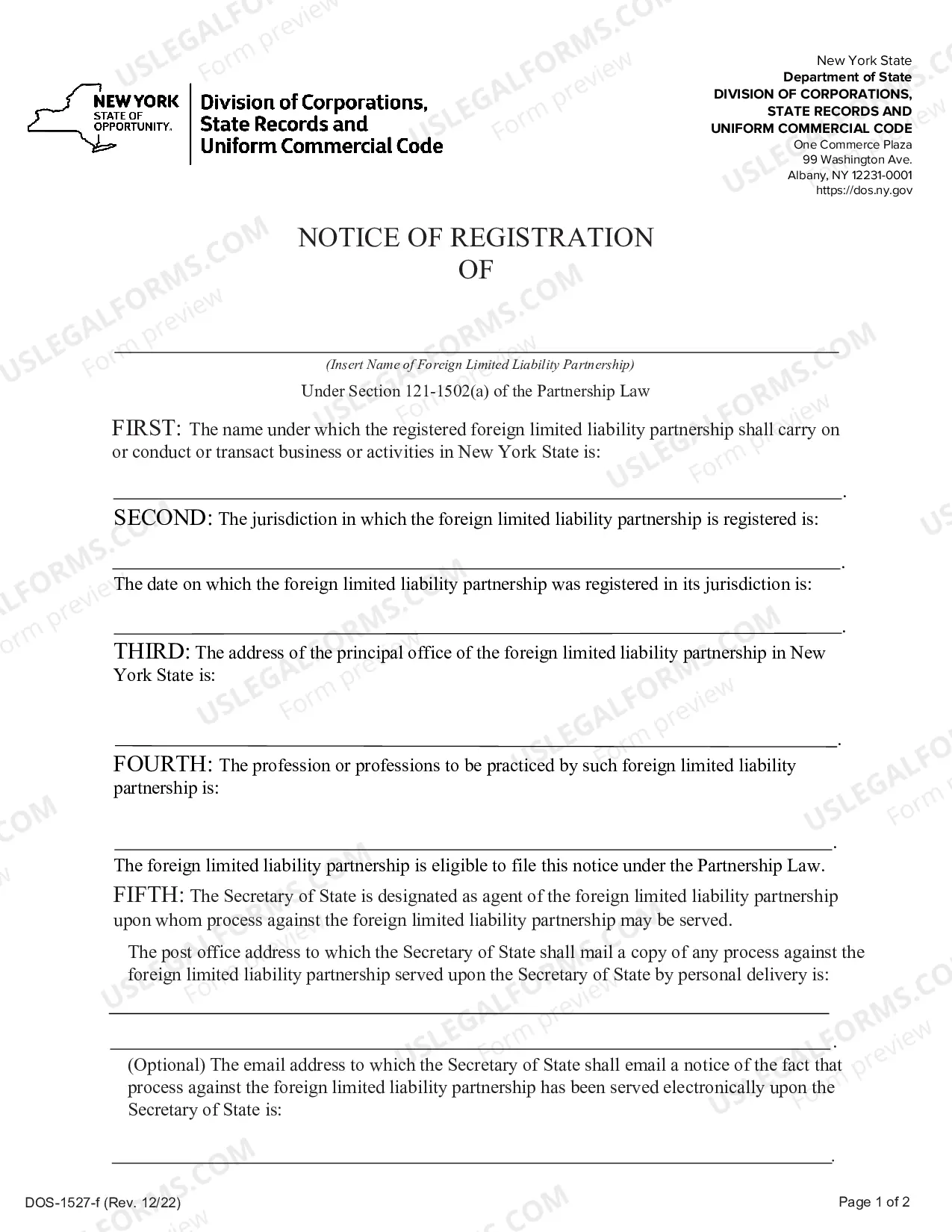 Preview Notice of Registration (Foreign LLP)