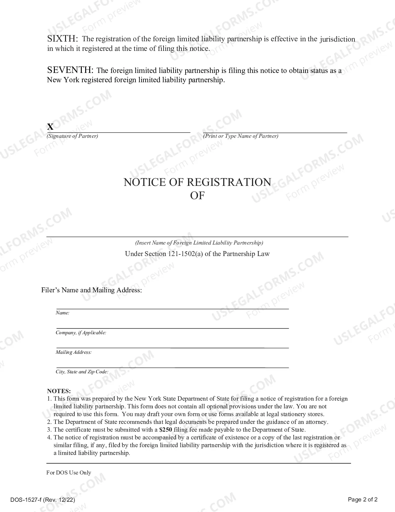 Preview Notice of Registration (Foreign LLP)