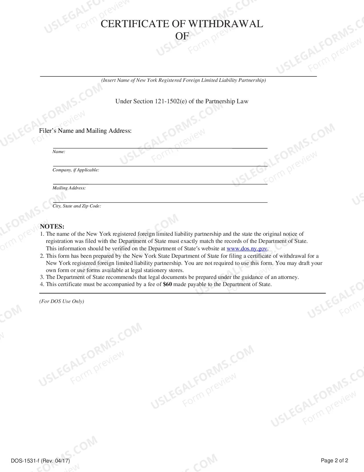 Preview Certificate of Withdrawal (Foreign LLP)
