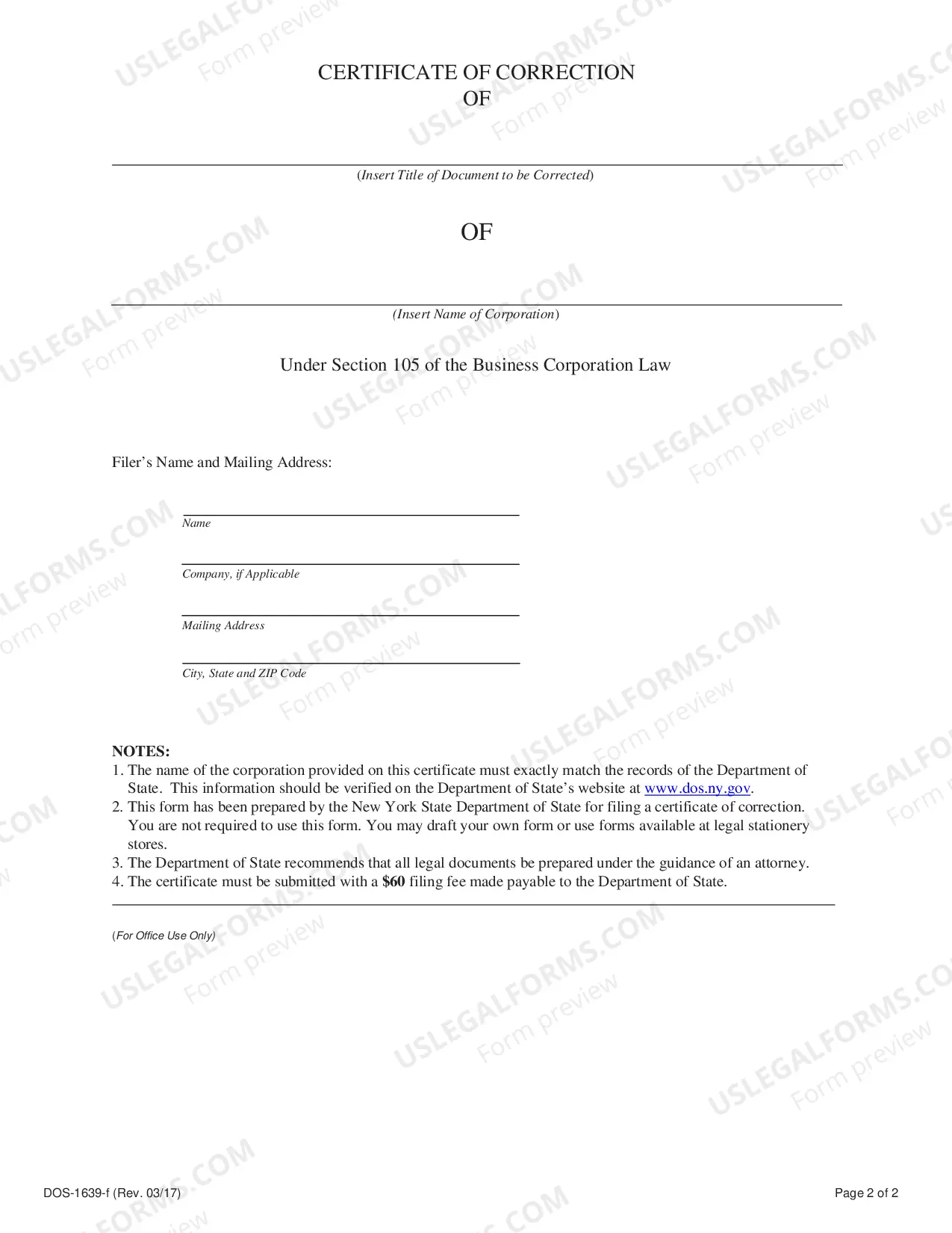 Preview Certificate of Correction