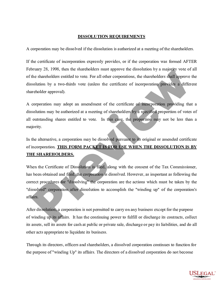 page 1 New York Dissolution Package to Dissolve Corporation preview