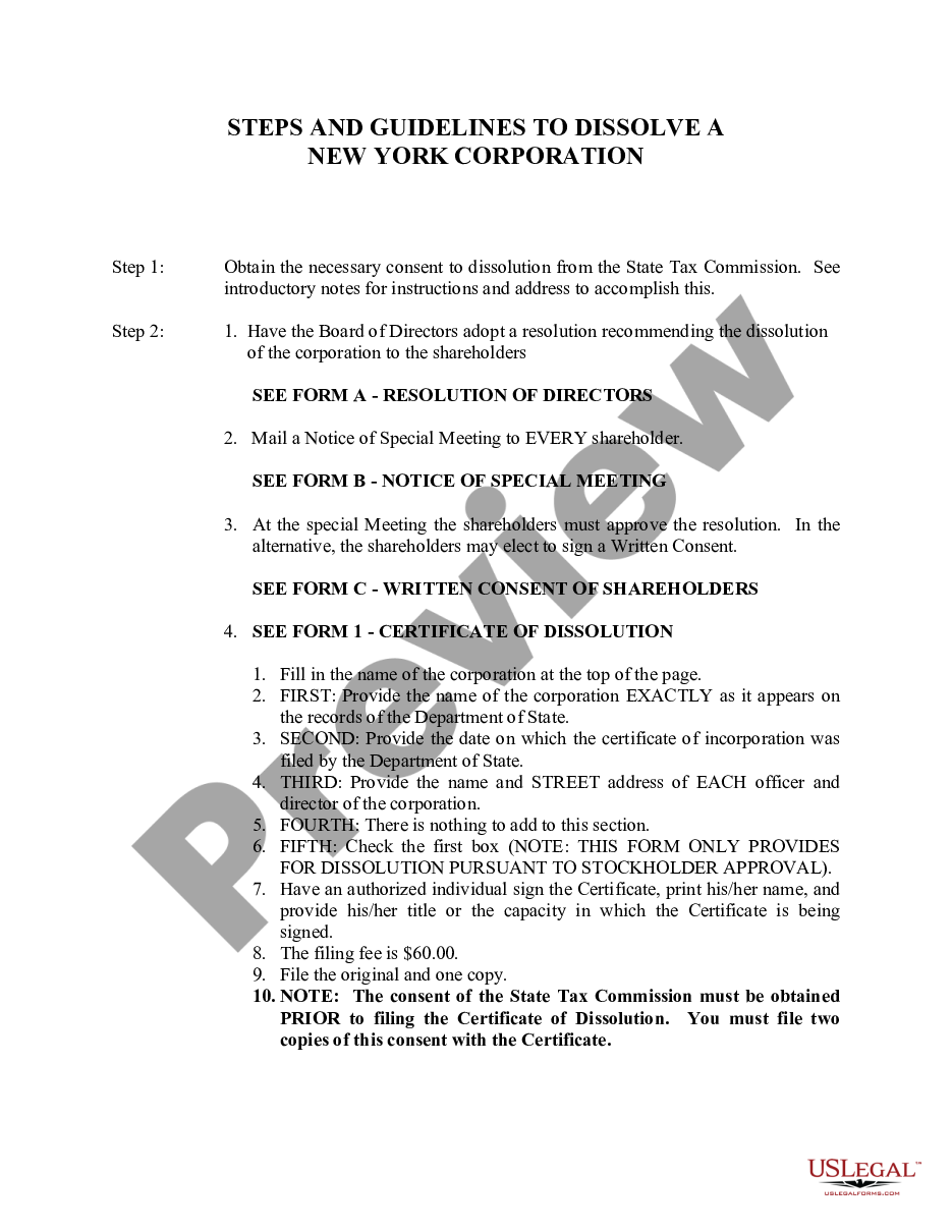 page 4 New York Dissolution Package to Dissolve Corporation preview