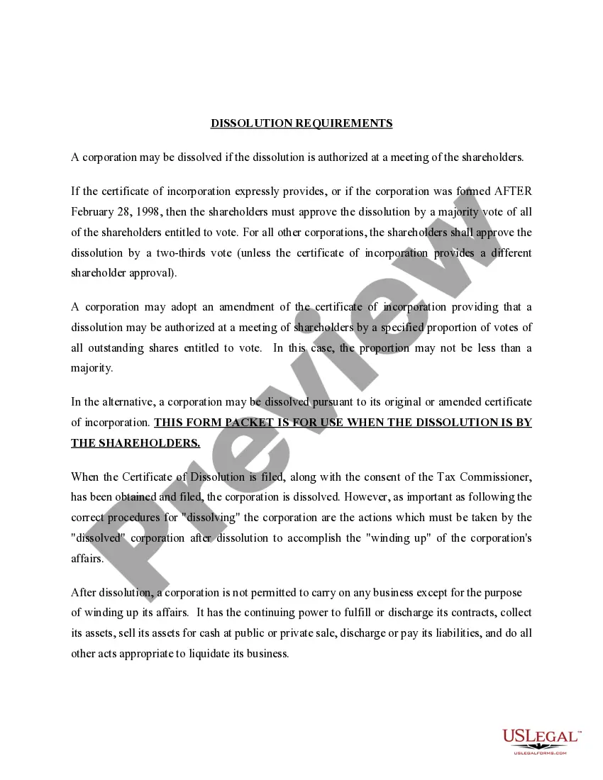 Get New York Dissolution Package to Dissolve Corporation Preview New York Dissolution Package to Dissolve Corporation