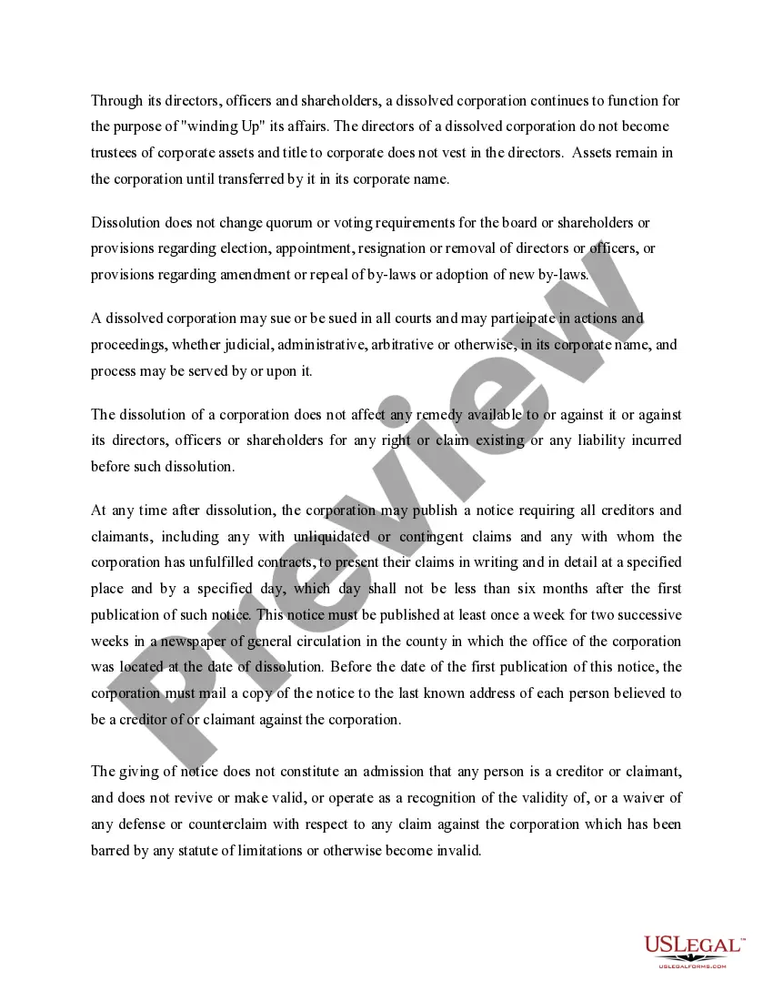 Get New York Dissolution Package to Dissolve Corporation Preview New York Dissolution Package to Dissolve Corporation