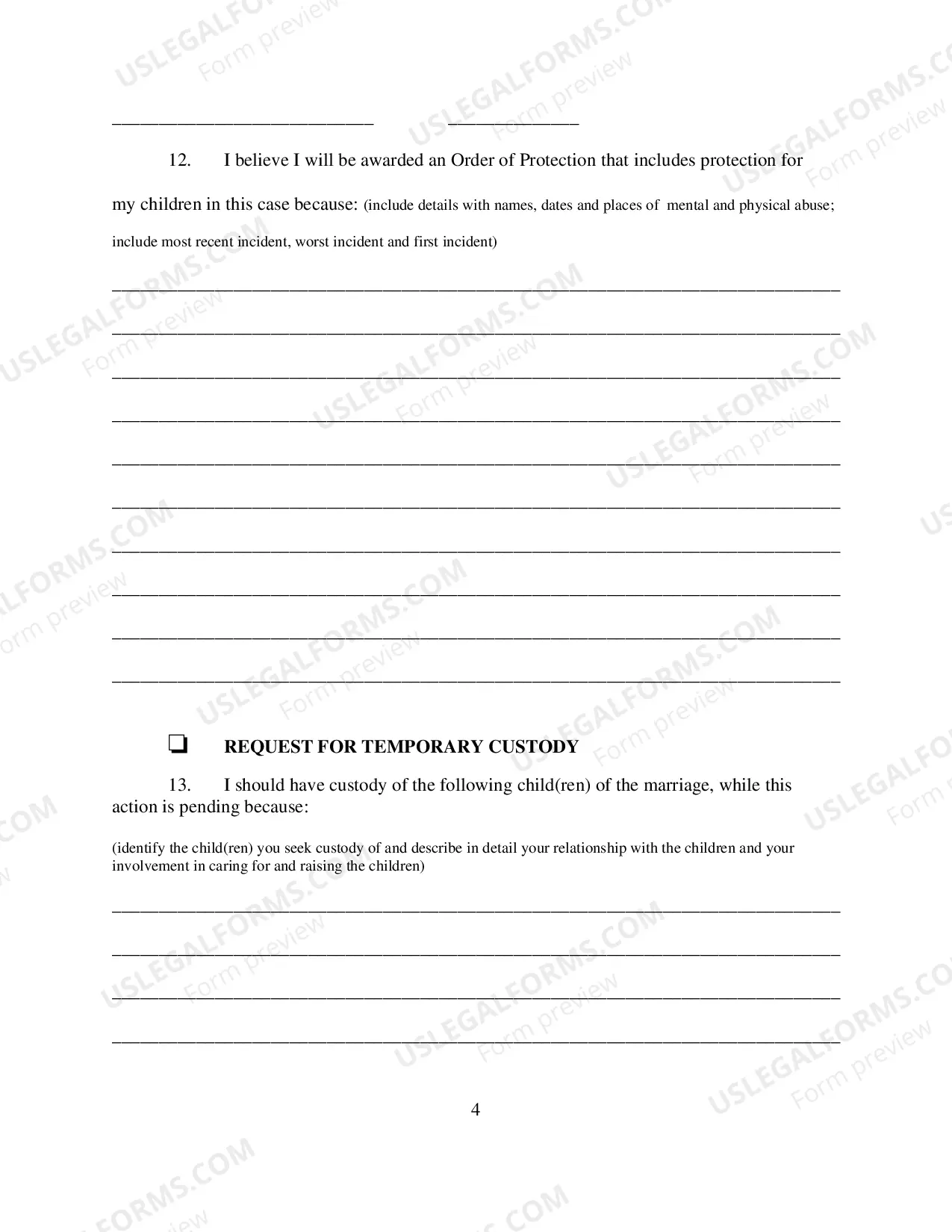 Preview Affidavit In Support of Motion For Temporary Relief