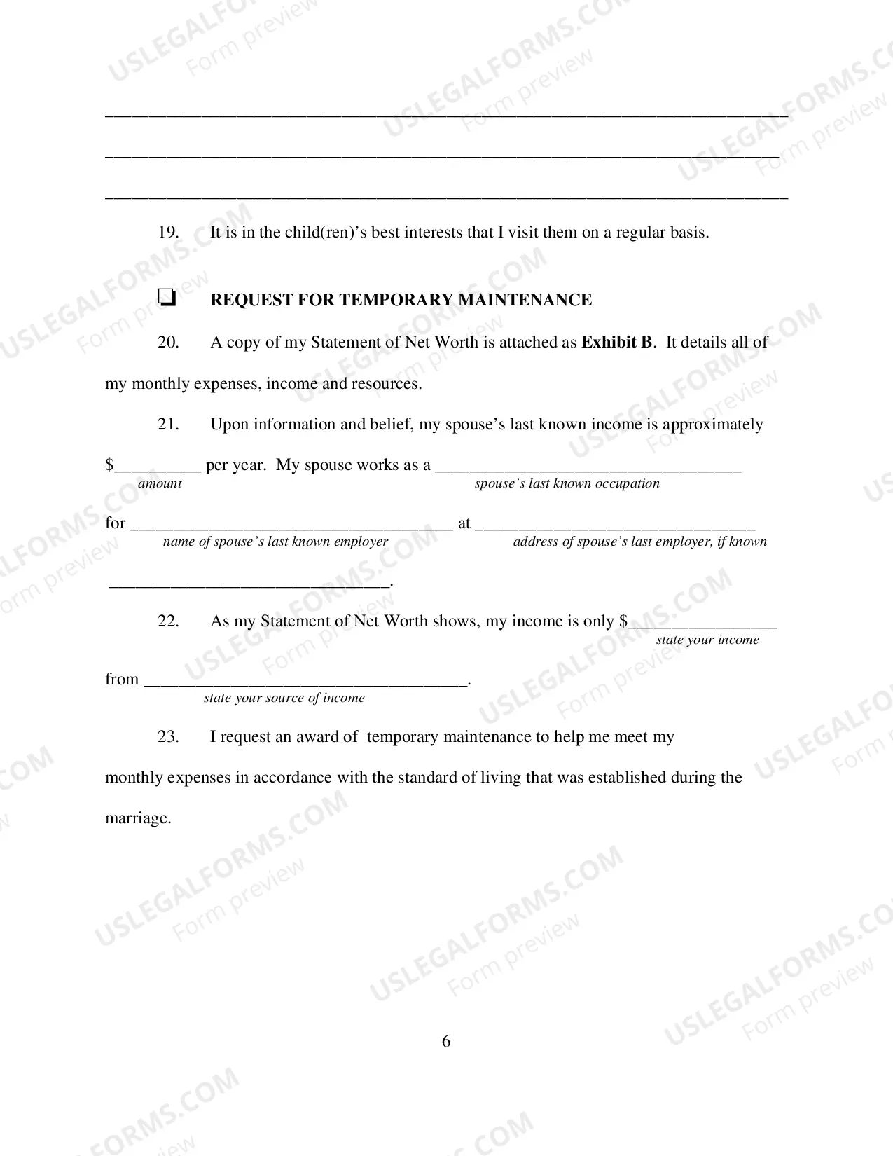 Preview Affidavit In Support of Motion For Temporary Relief