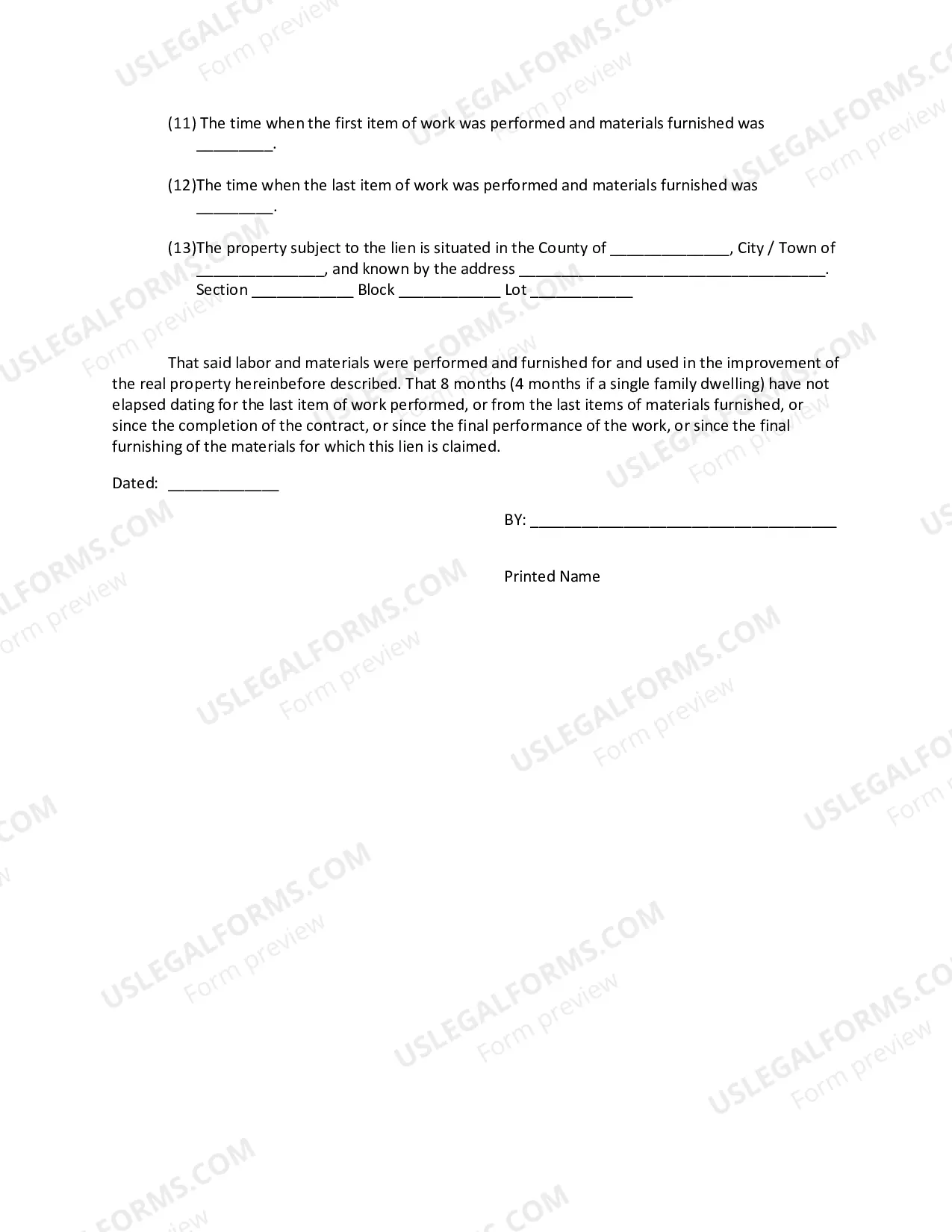 Preview Mechanics Lien
