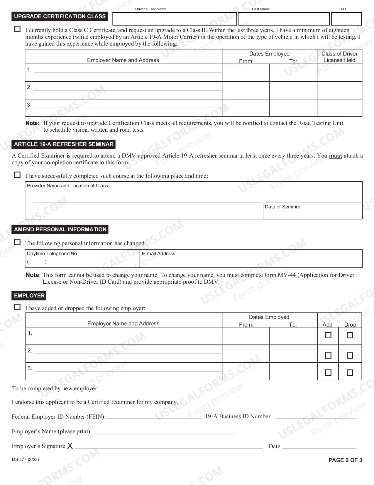 Preview Article 19-A Certified Examiner Application for Renewal or Amendment