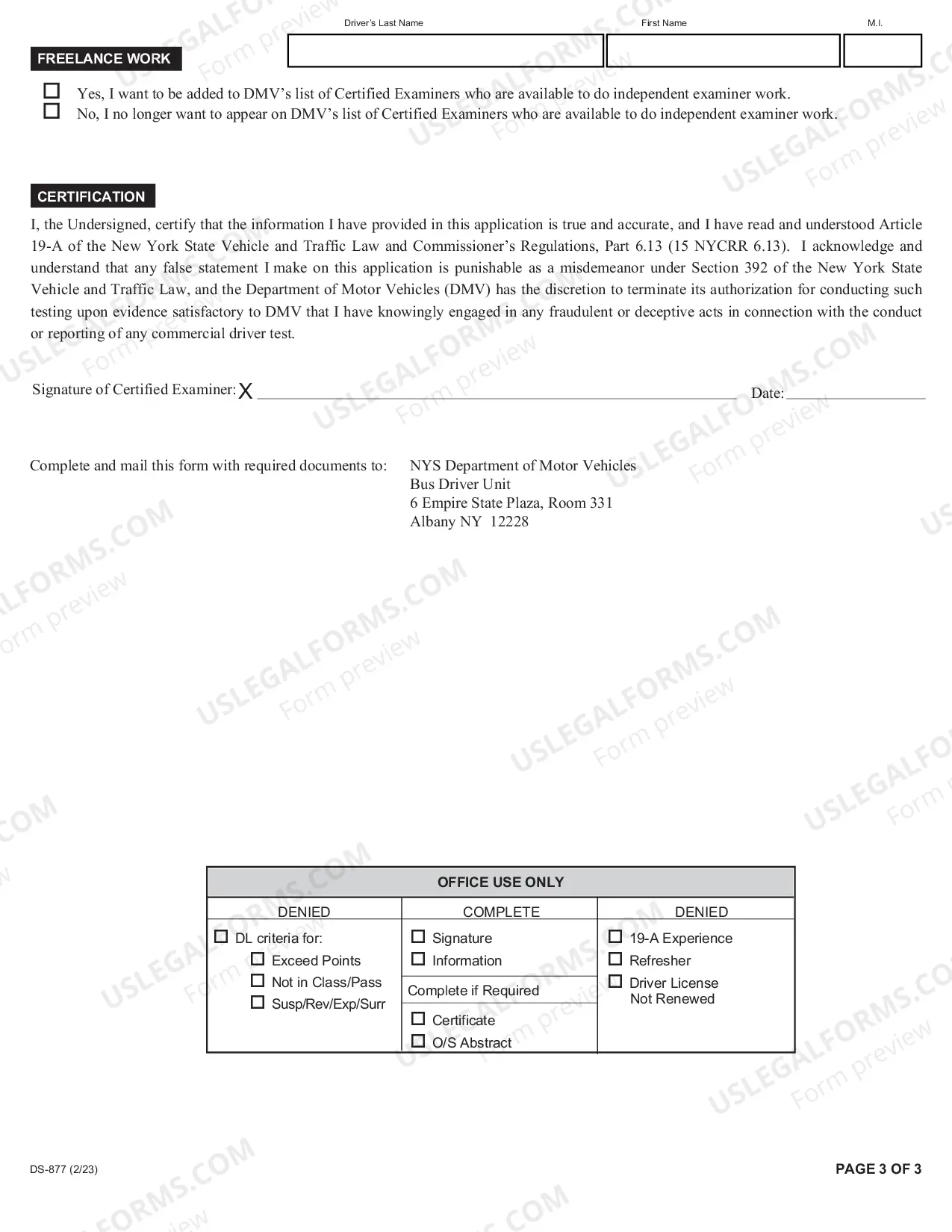 Preview Article 19-A Certified Examiner Application for Renewal or Amendment