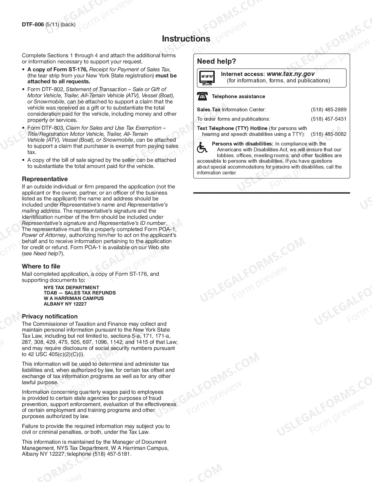 Preview Application for Refund and/or Credit for Sales or Use Tax Paid on Casual Sale of Motor Vehicle