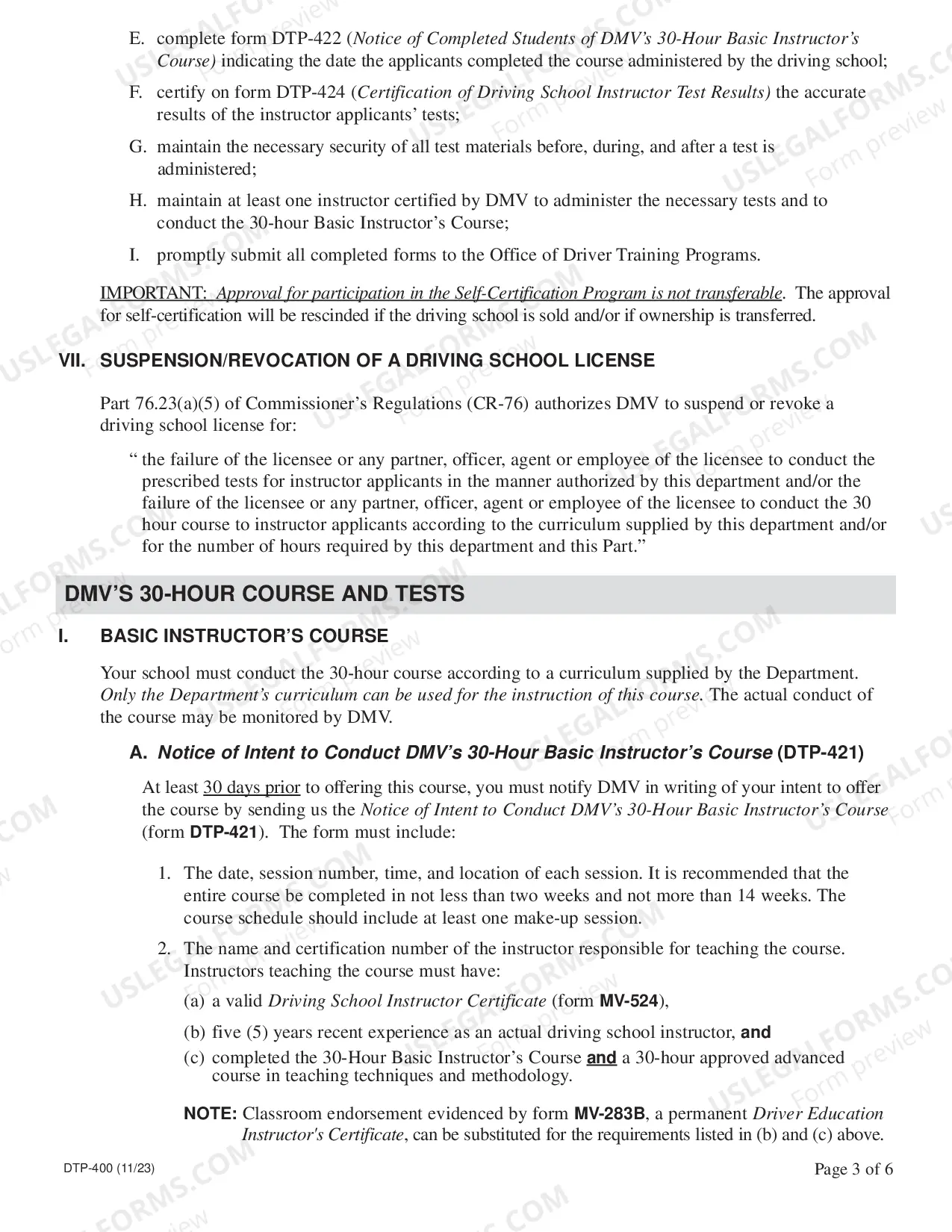 Preview Application Process and Operation Requirements to Participate in DMV's Self-Certification Program for Driving Schools