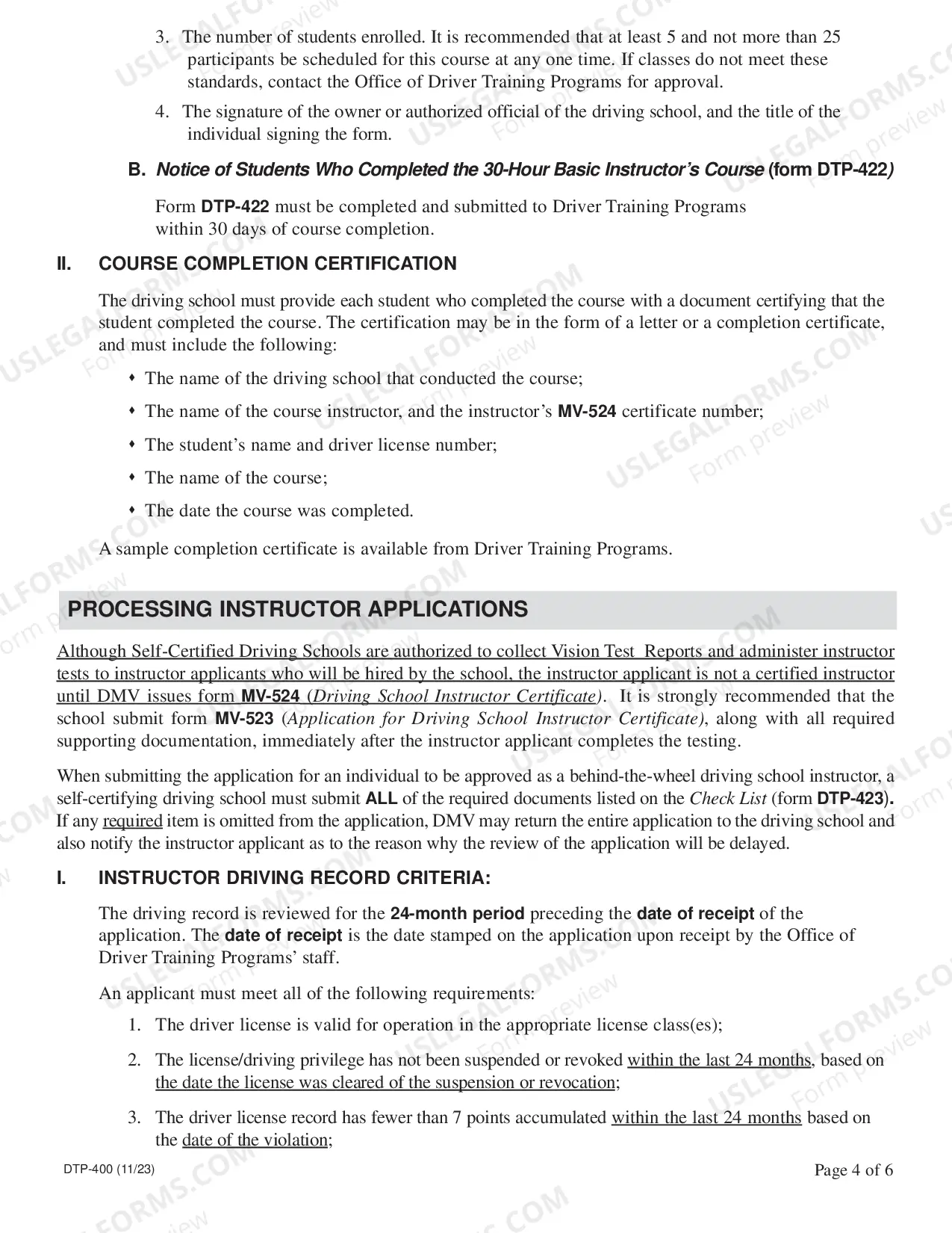 Preview Application Process and Operation Requirements to Participate in DMV's Self-Certification Program for Driving Schools