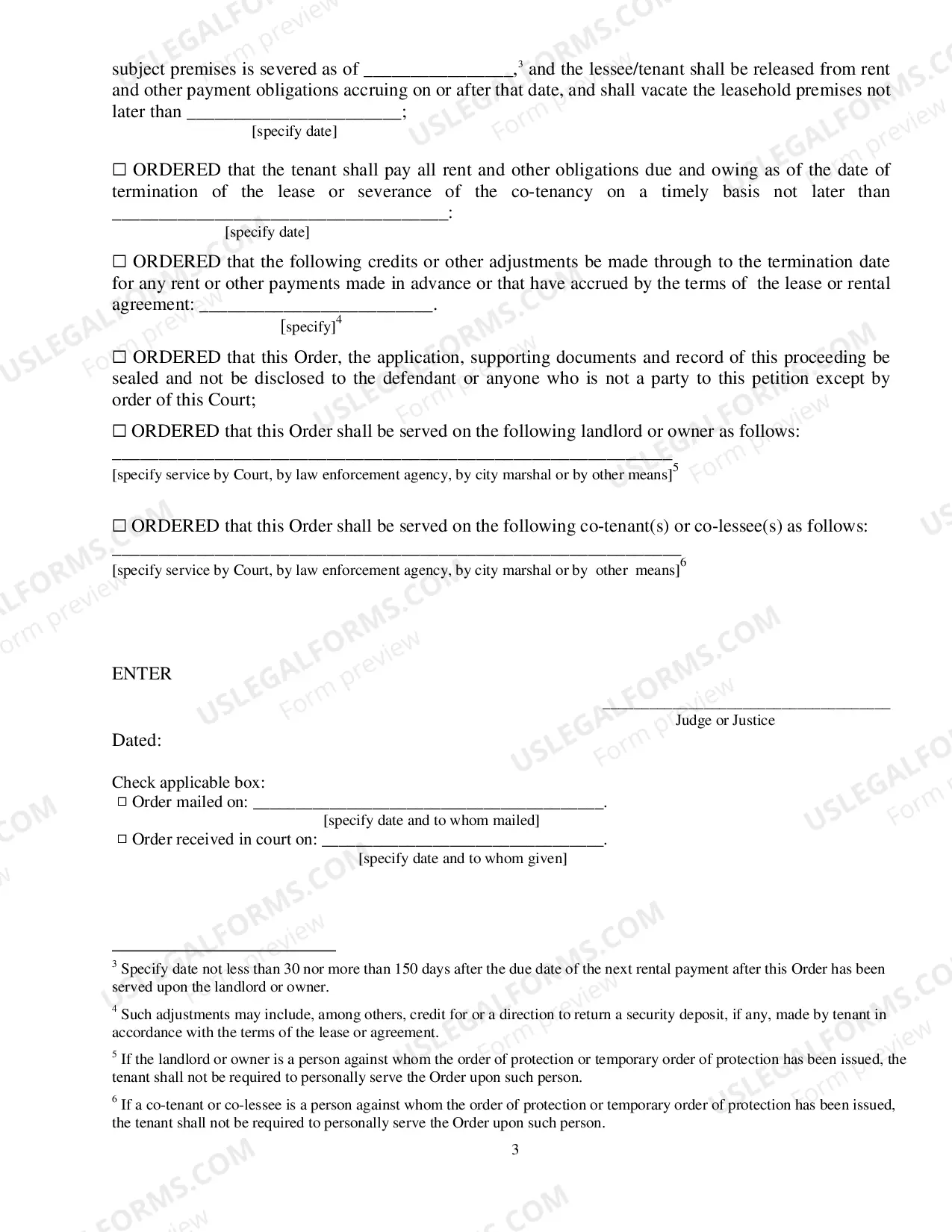 Preview Order To Terminate Or Sever Lease Or Rental Agreement