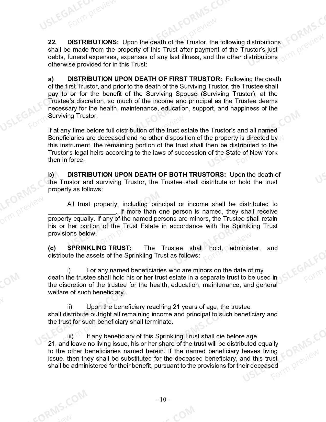 Preview Revocable Living Trust for Husband and Wife with No Children